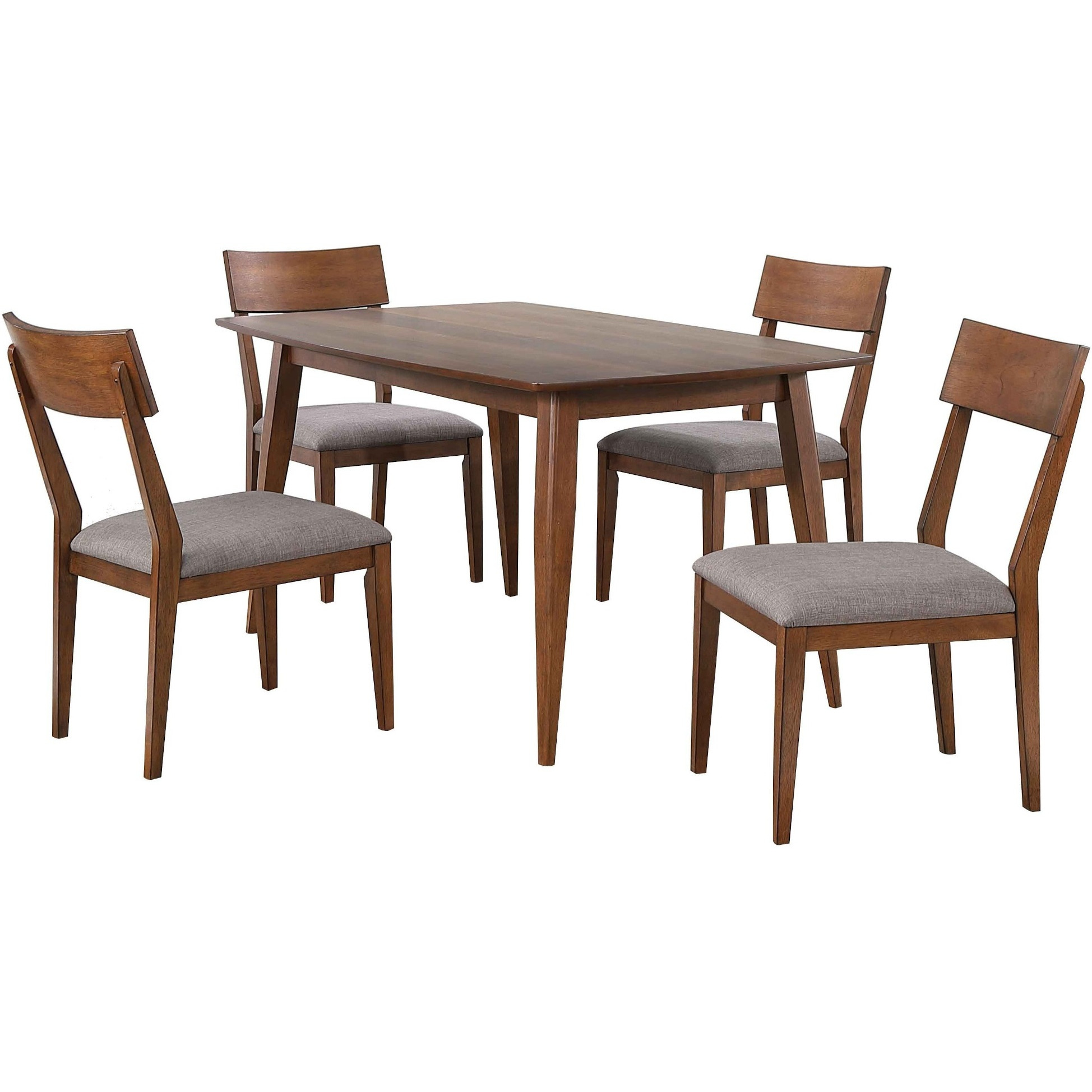Sunset Trading Mid Century 5 Piece 60" Rectangular Dining Table Set | Padded Performance Fabric Seats  | Seats 6