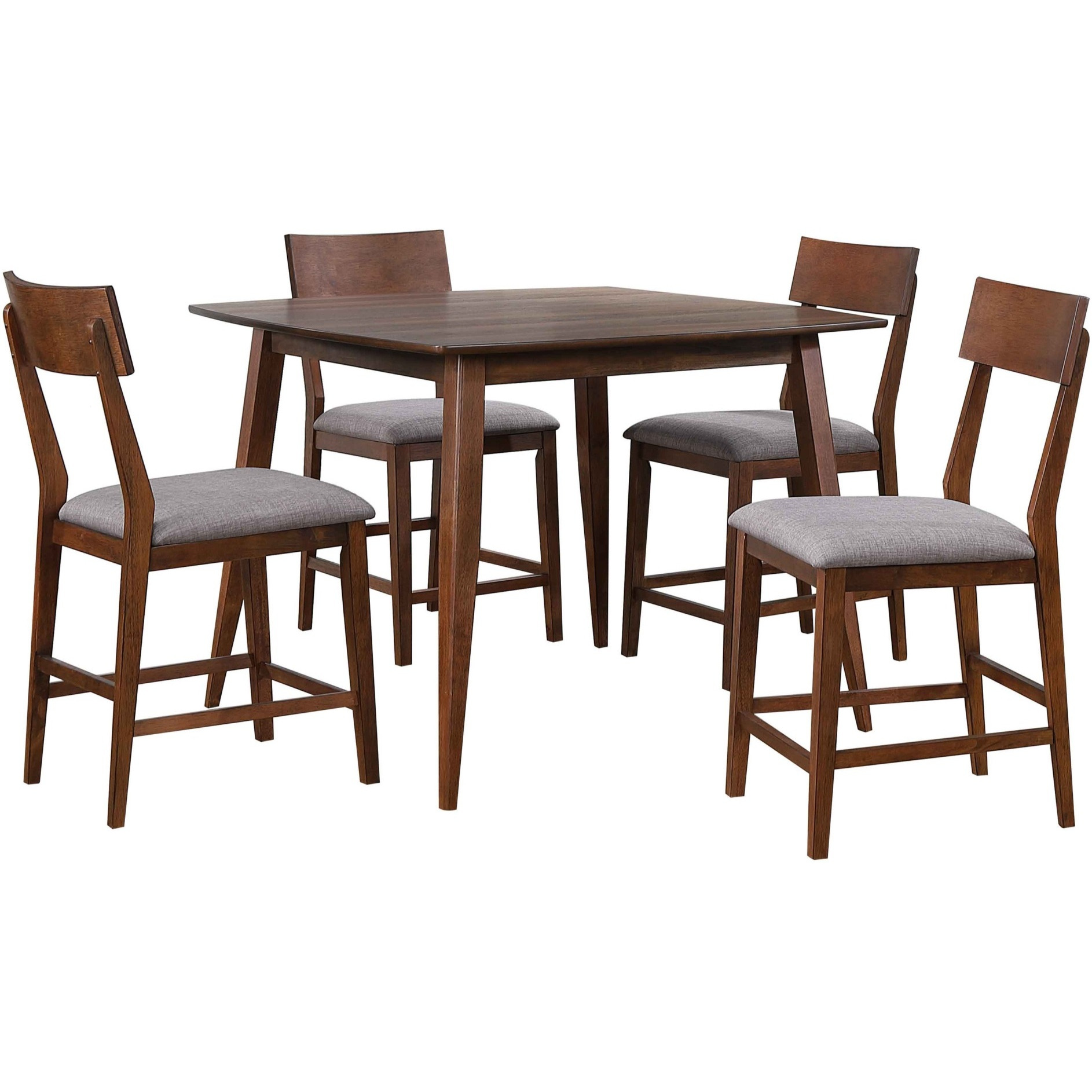 Sunset Trading Mid Century 5 Piece 48" Square Counter Height Pub Table Dining Set | Padded Performance Fabric Seats | Seats 6