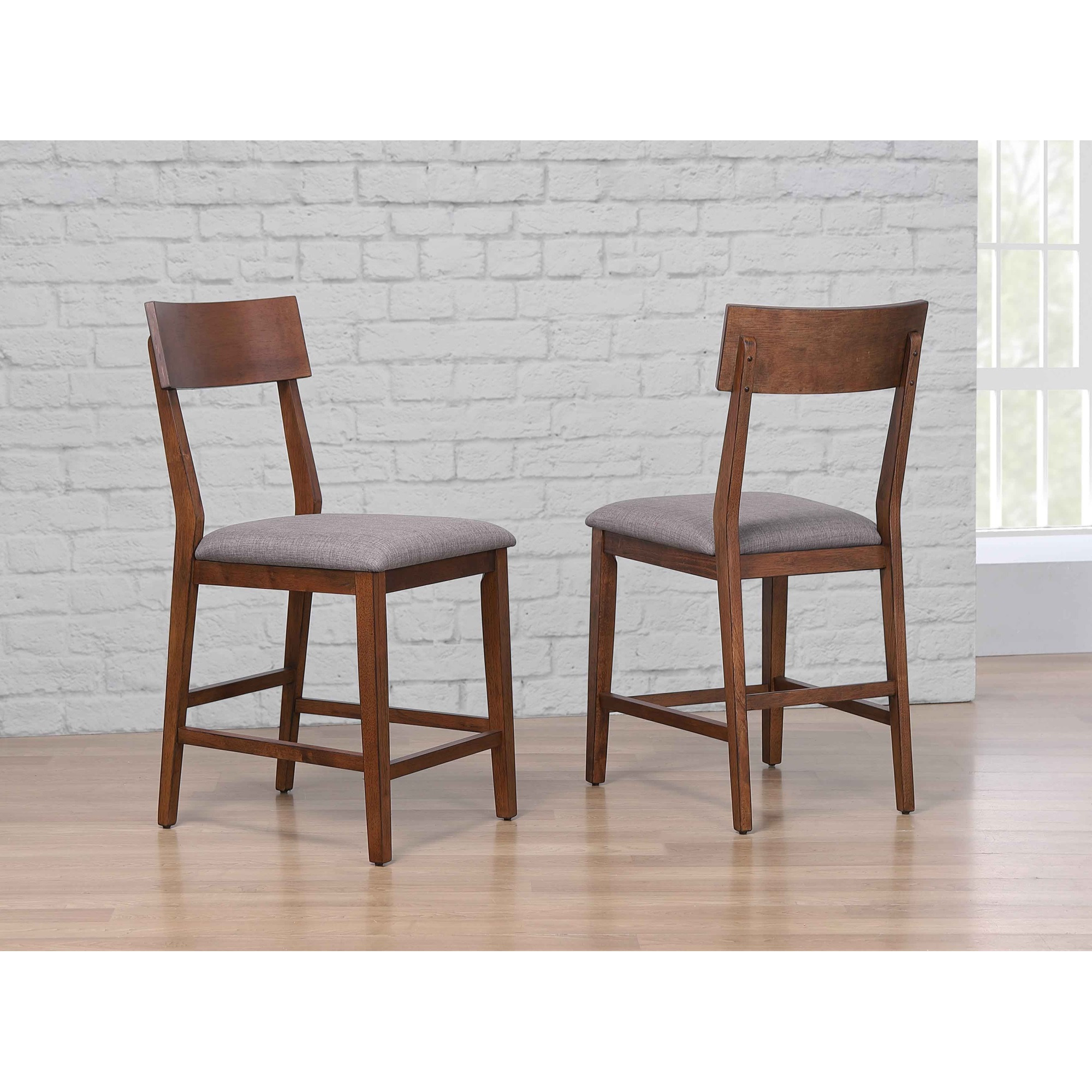Sunset Trading Mid Century Bar Stool | Counter Height | Padded Performance Fabric Seat  | Set of 2