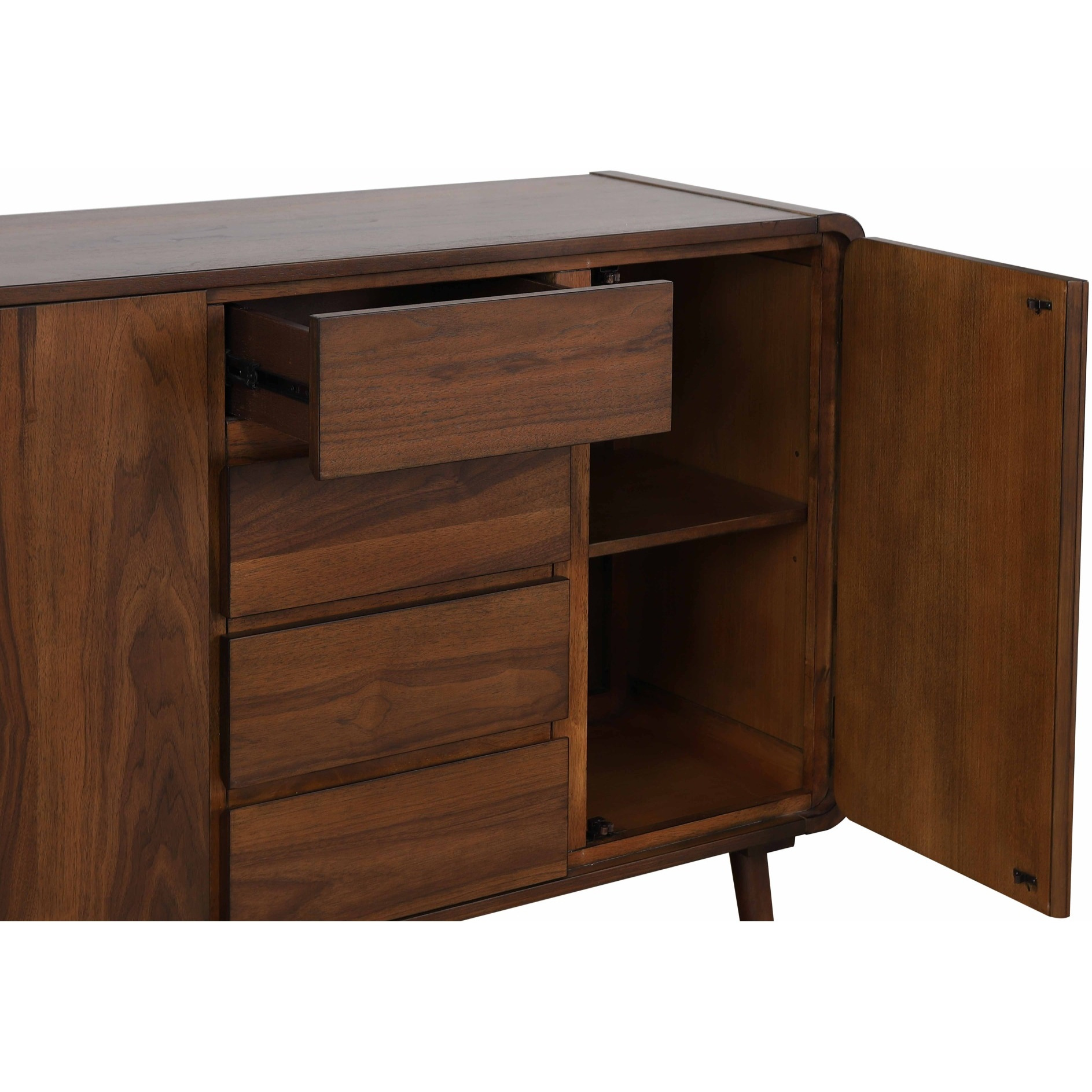 Sunset Trading Mid Century Server | 4 Drawers and 2 Storage Cabinets