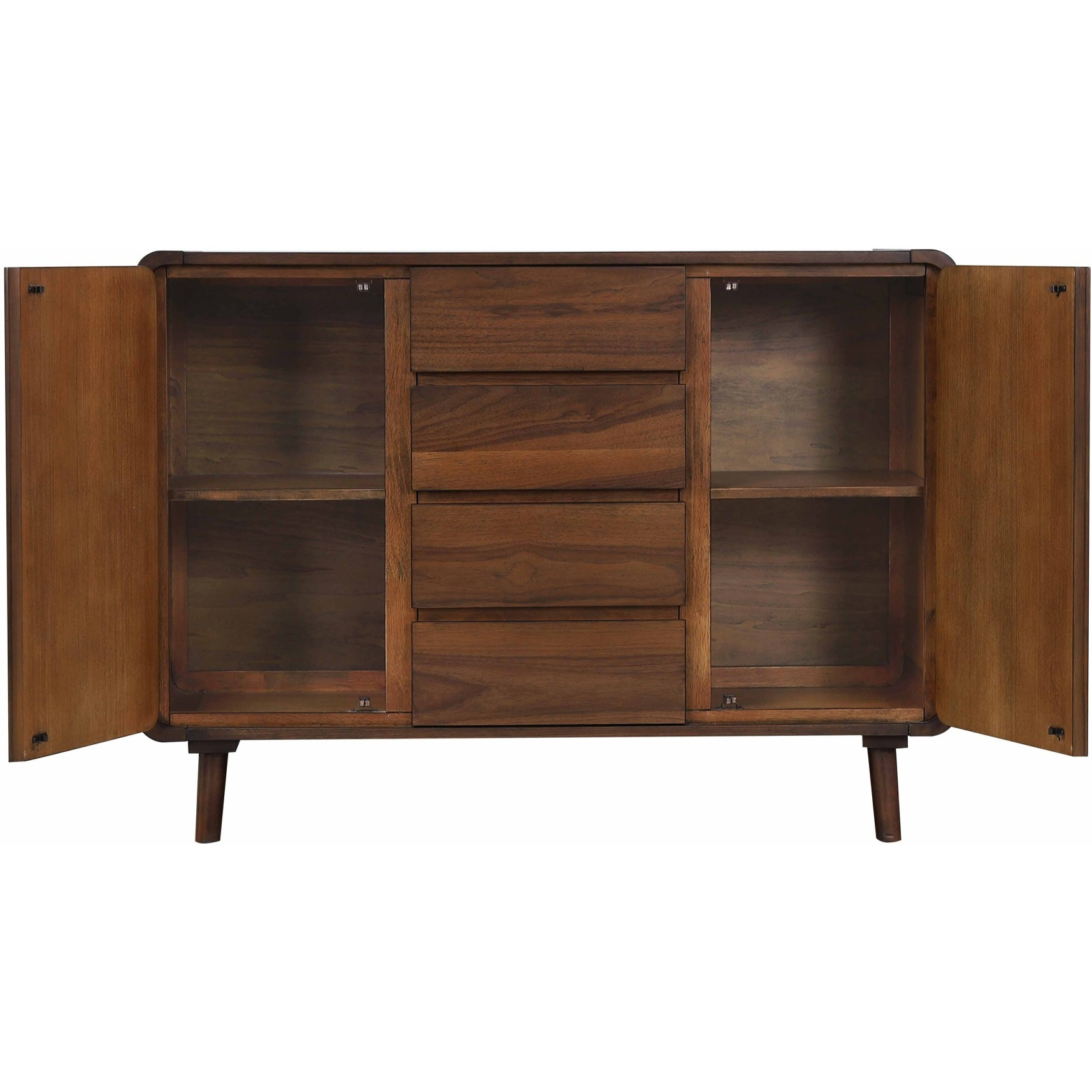 Sunset Trading Mid Century Server | 4 Drawers and 2 Storage Cabinets
