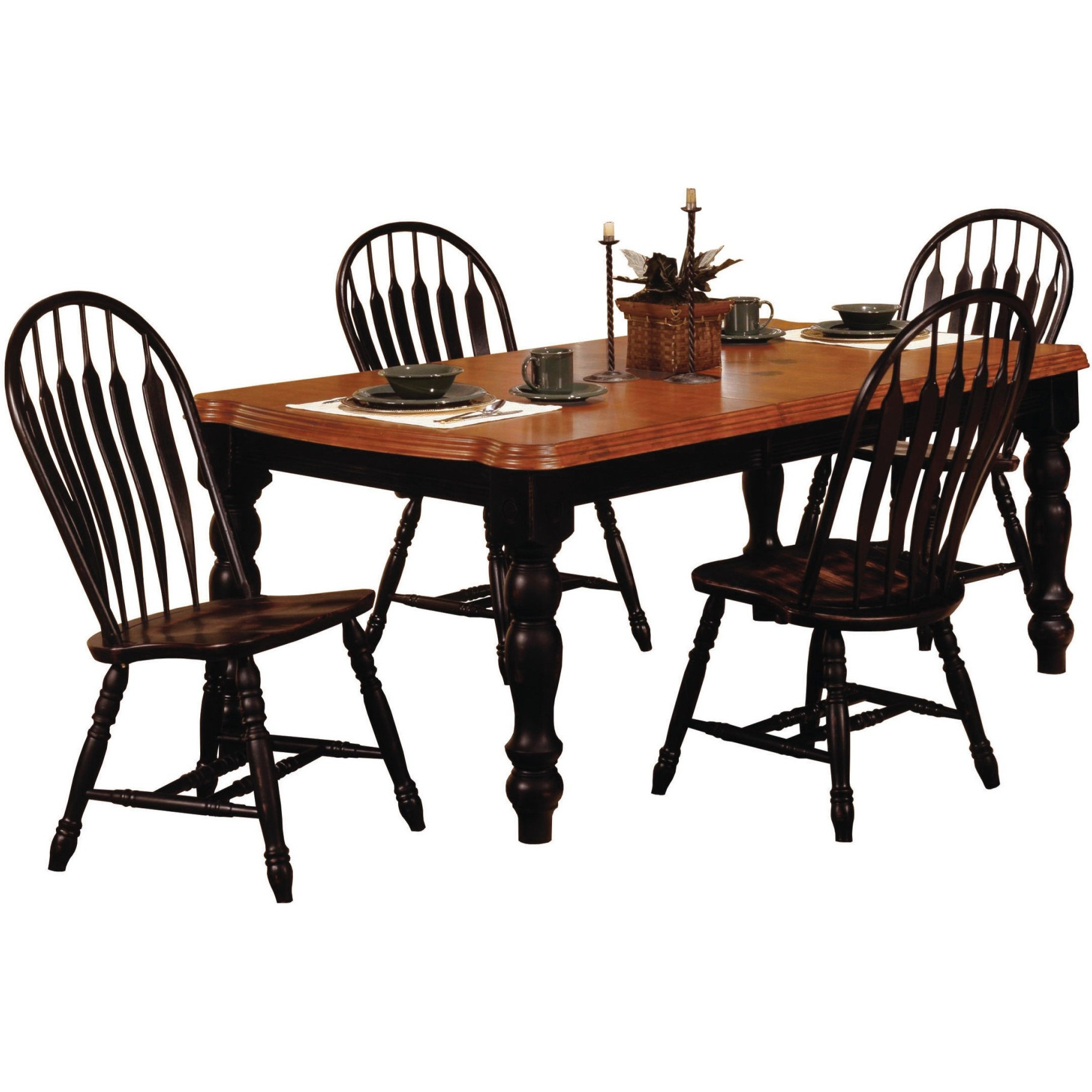 Sunset Trading Black Cherry Selections 5 Piece 72" Rectangular Extendable Dining Set with 4 Comfort Back Chairs | Seats 8