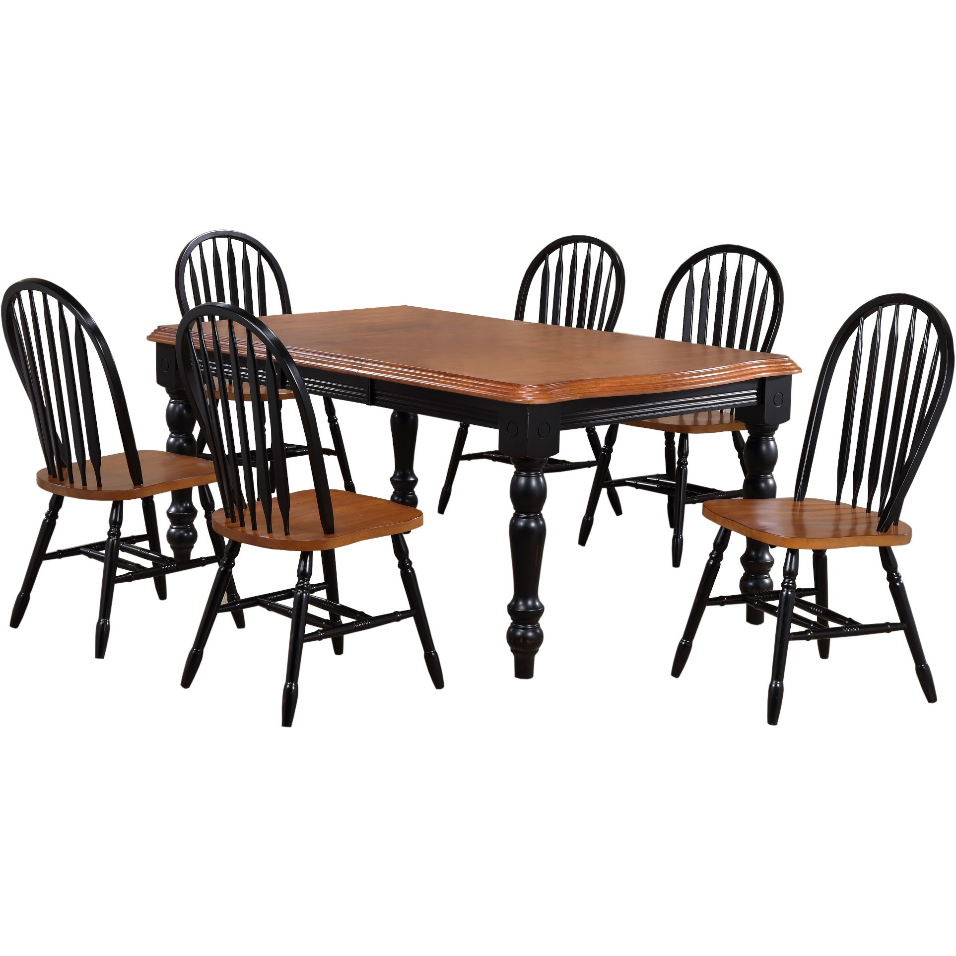 Sunset Trading Black Cherry Selections 7 Piece 72" Rectangular Extendable Dining Set with Arrowback Chairs | Seats 8