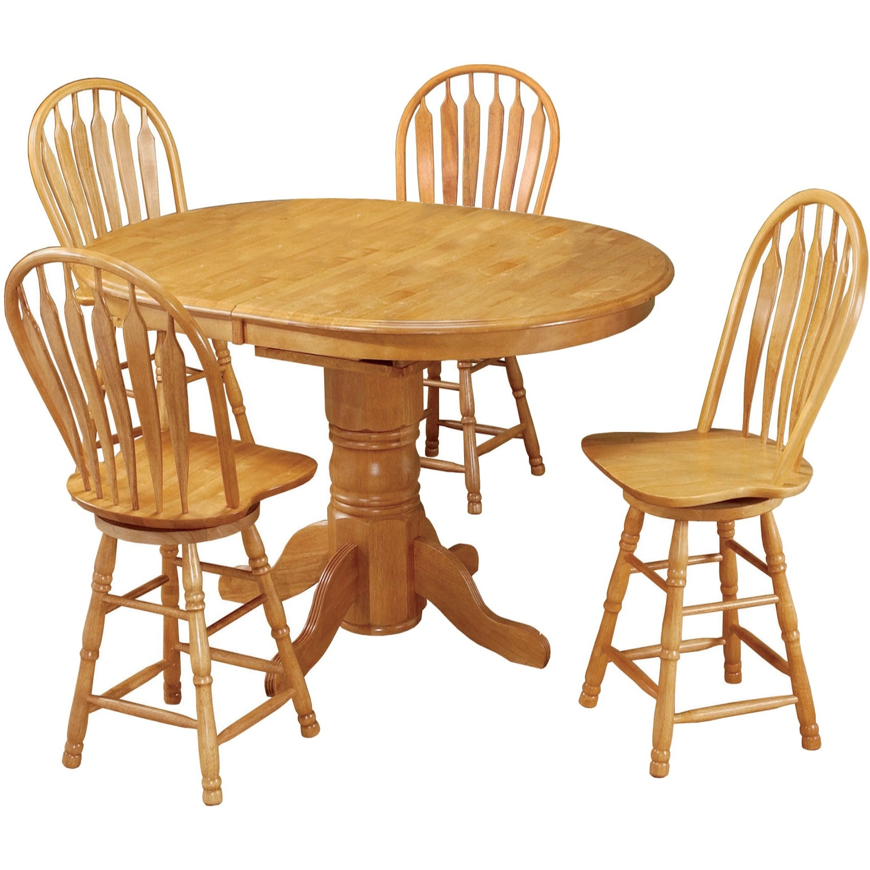 Sunset Trading Oak Selections 66" Oval Pedestal Extendable Butterfly Leaf Pub Table | Counter Height Dining | Light Oak | Seats 8