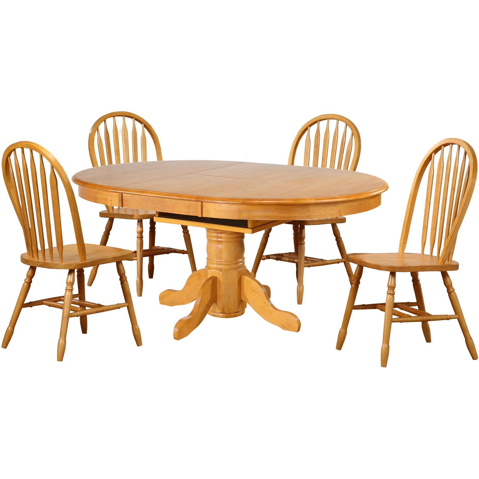 Sunset Trading Oak Selections 66" Oval Pedestal Extendable Butterfly Leaf Dining Table | Light Oak | Seats 8
