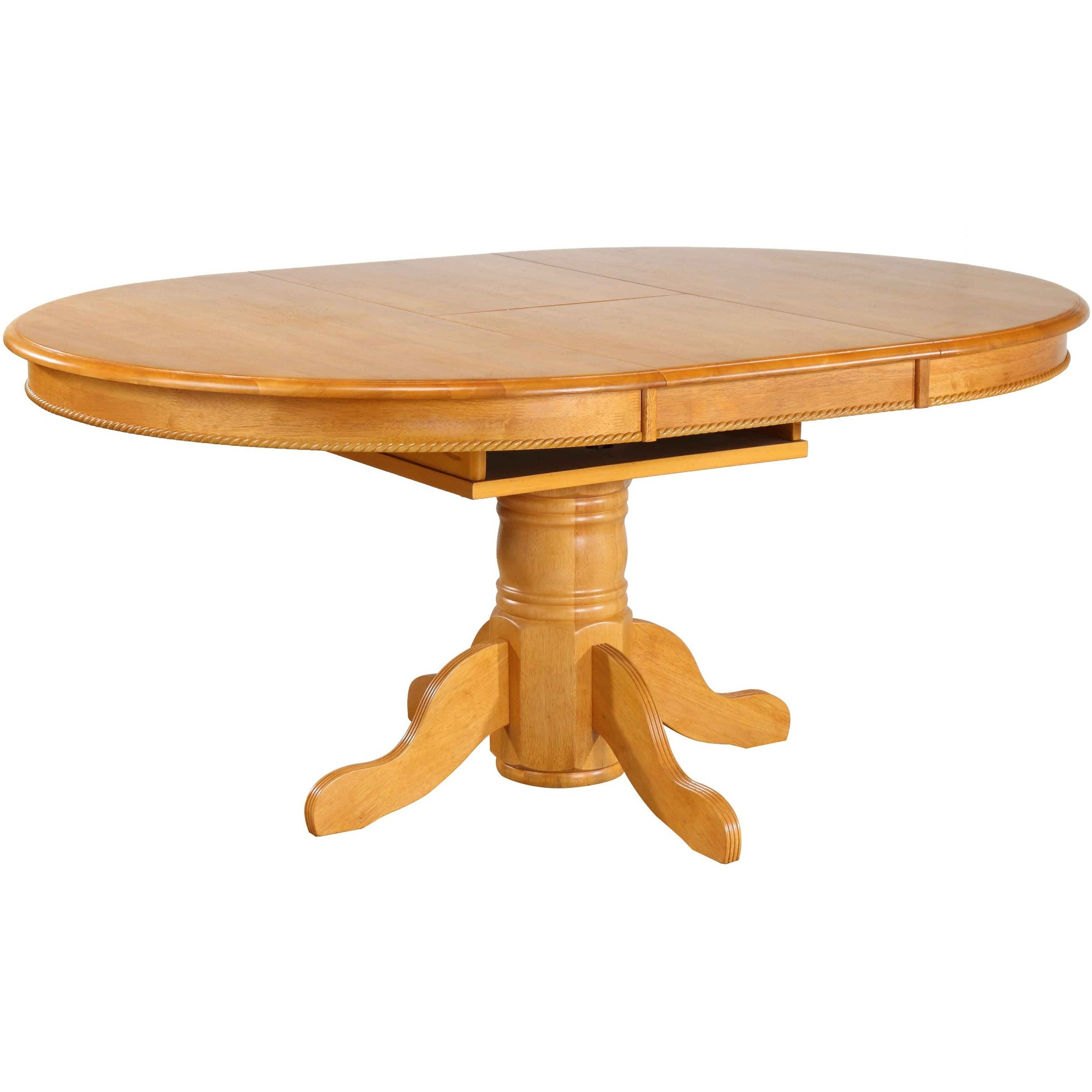 Sunset Trading Oak Selections 48" Round to 66" Oval Extendable Butterfly Leaf Pedestal Dining Table | Light Oak | Seats 6