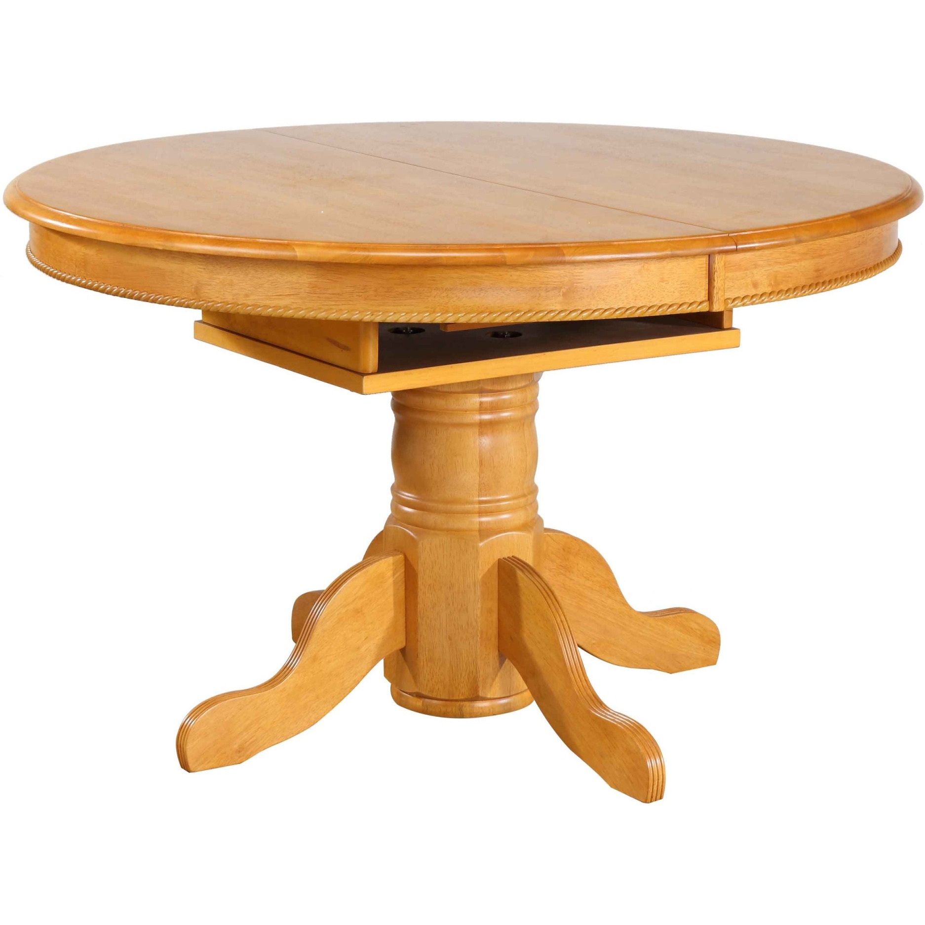Sunset Trading Oak Selections 48" Round to 66" Oval Extendable Butterfly Leaf Pedestal Dining Table | Light Oak | Seats 6