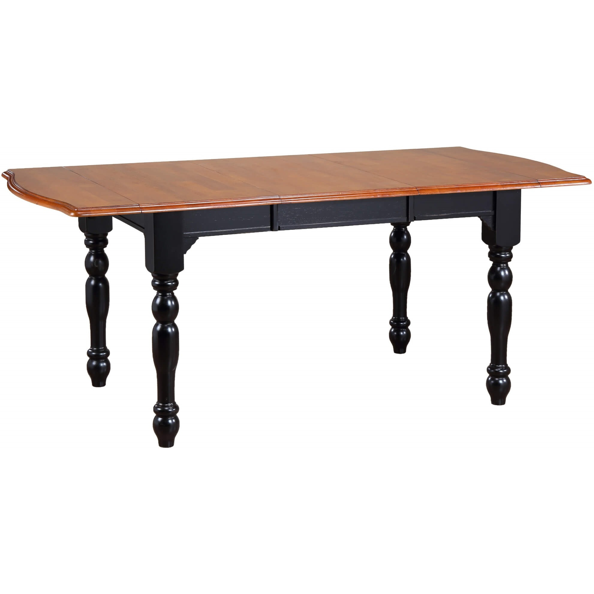 Sunset Trading Black Cherry Selections 72" Rectangular Drop Leaf Extendable Dining Table | Antique Black with Cherry Top | Seats 8