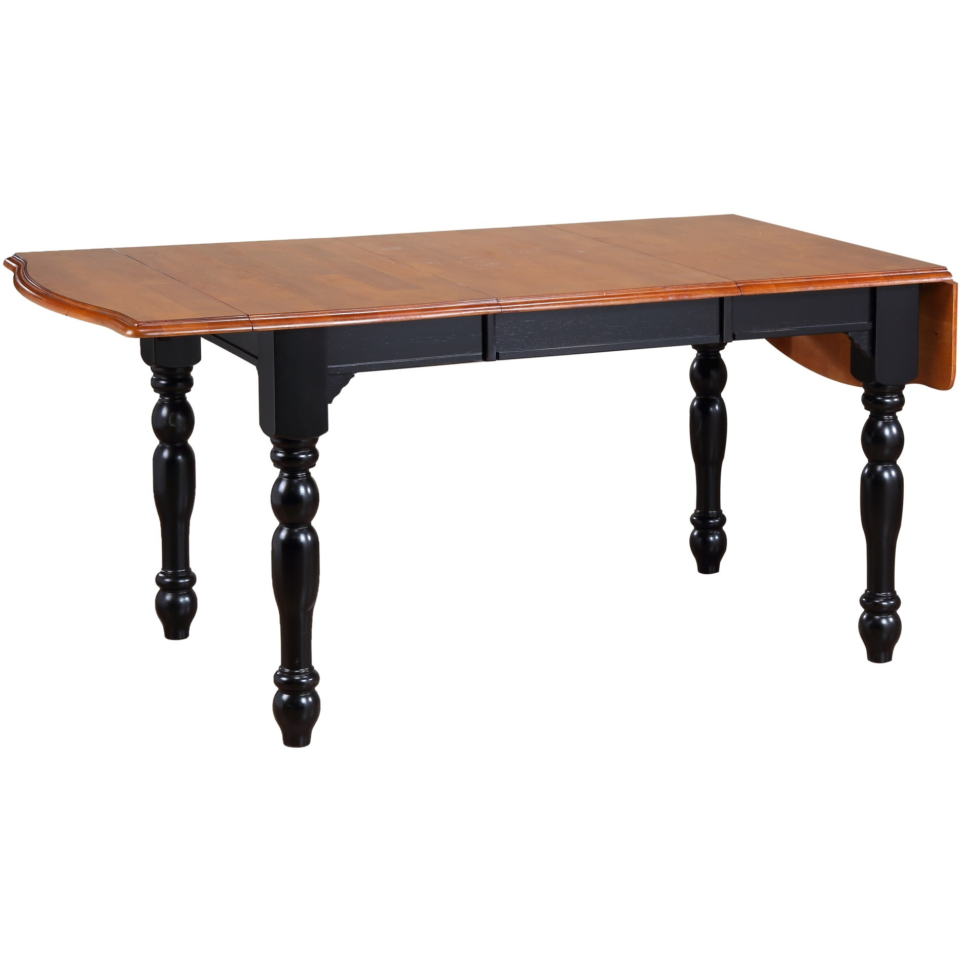 Sunset Trading Black Cherry Selections 72" Rectangular Drop Leaf Extendable Dining Table | Antique Black with Cherry Top | Seats 8
