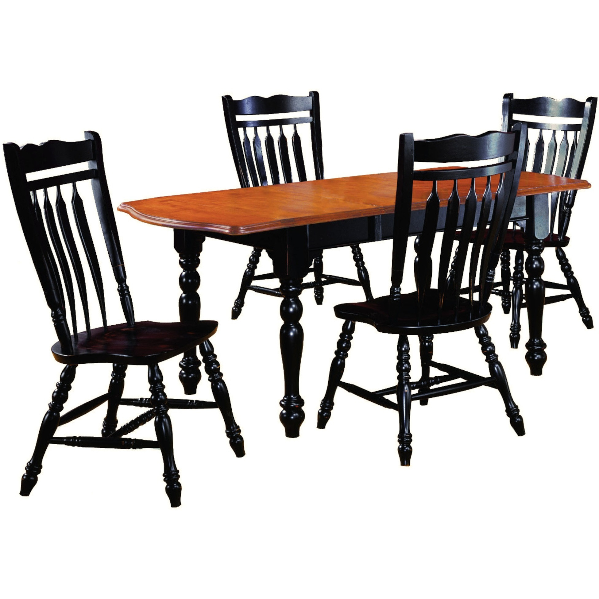 Sunset Trading Black Cherry Selections 5 Piece 72" Rectangular Drop Leaf Extendable Dining Table Set with 4 Aspen Chairs | Seats 8
