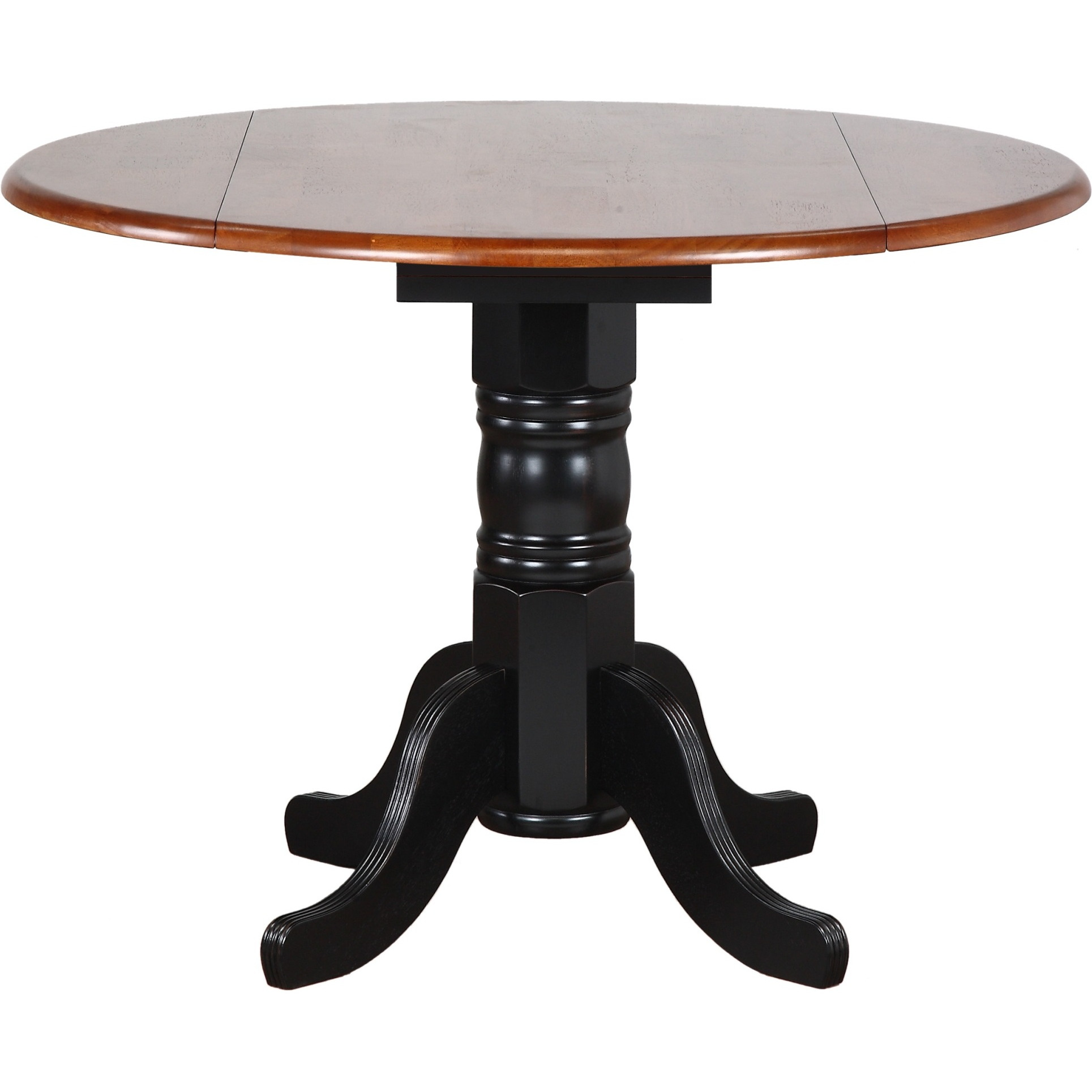 Sunset Trading Black Cherry Selections 3 Piece 42" Round Extendable Dining Set with 2 Arrowback Chairs | Drop Leaf Table | Seats 6