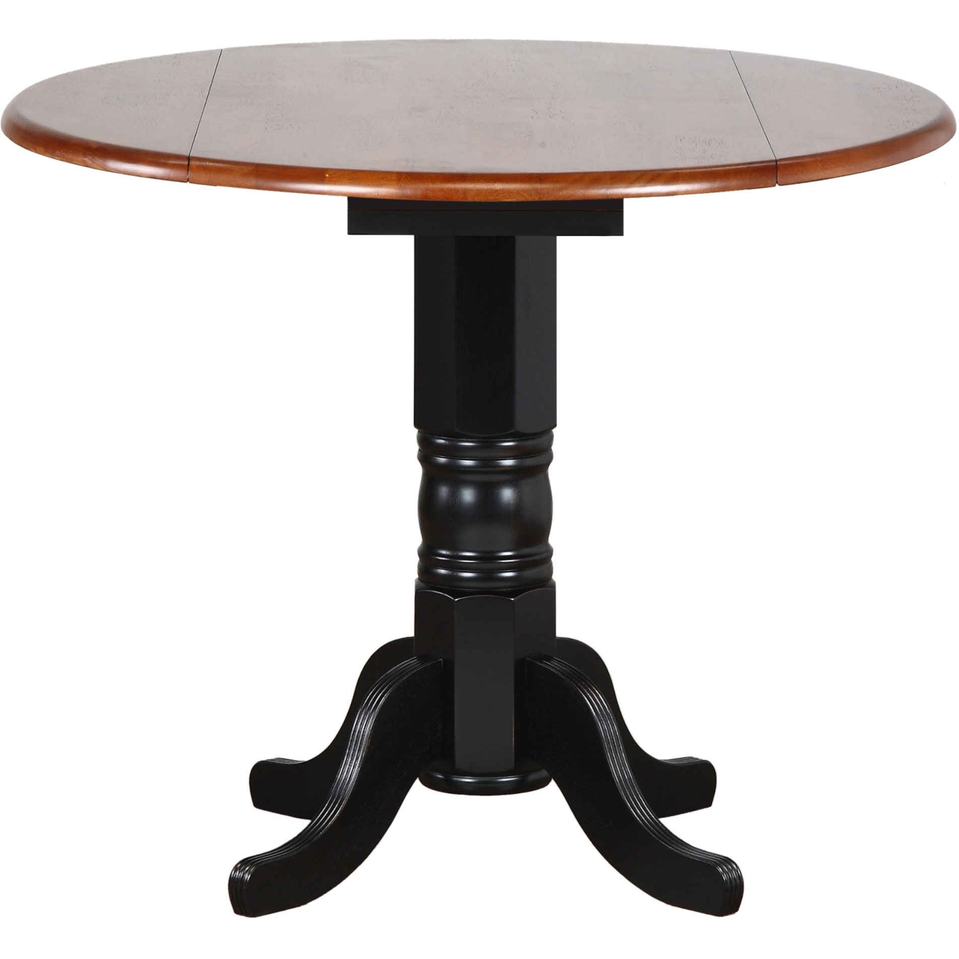 Sunset Trading Black Cherry Selections 42" Round Extendable Drop Leaf Pub Table | Antique Black and Cherry | Counter Height Dining | Seats 6