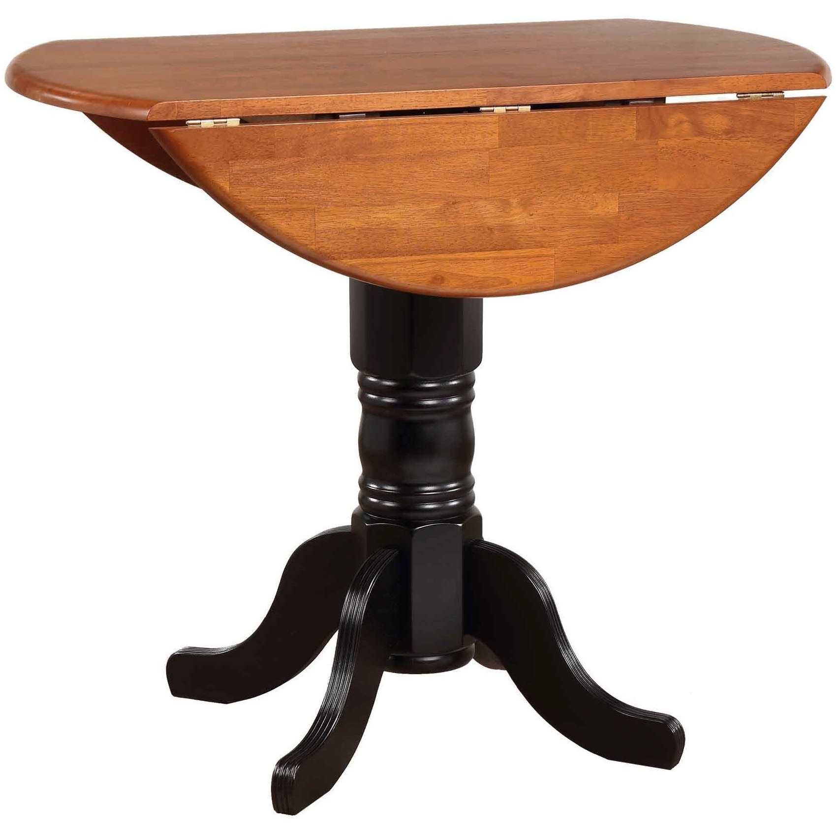 Sunset Trading Black Cherry Selections 42" Round Extendable Drop Leaf Pub Table | Antique Black and Cherry | Counter Height Dining | Seats 6