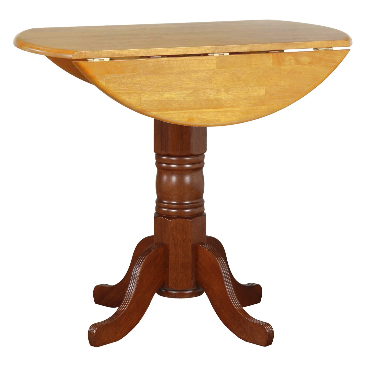 Sunset Trading Oak Selections 42" Round Extendable Drop Leaf Pub Table | Nutmeg Brown and Light Oak | Counter Height Dining | Seats 6