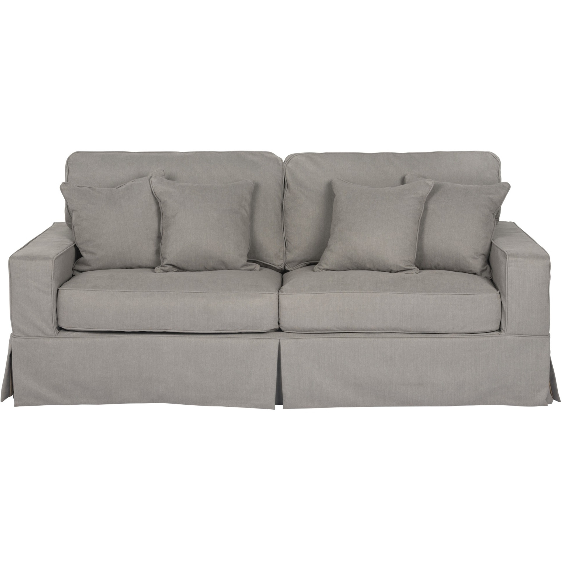Sunset Trading Americana Box Cushion Slipcovered Sofa | Stain Resistant Performance Fabric | Gray