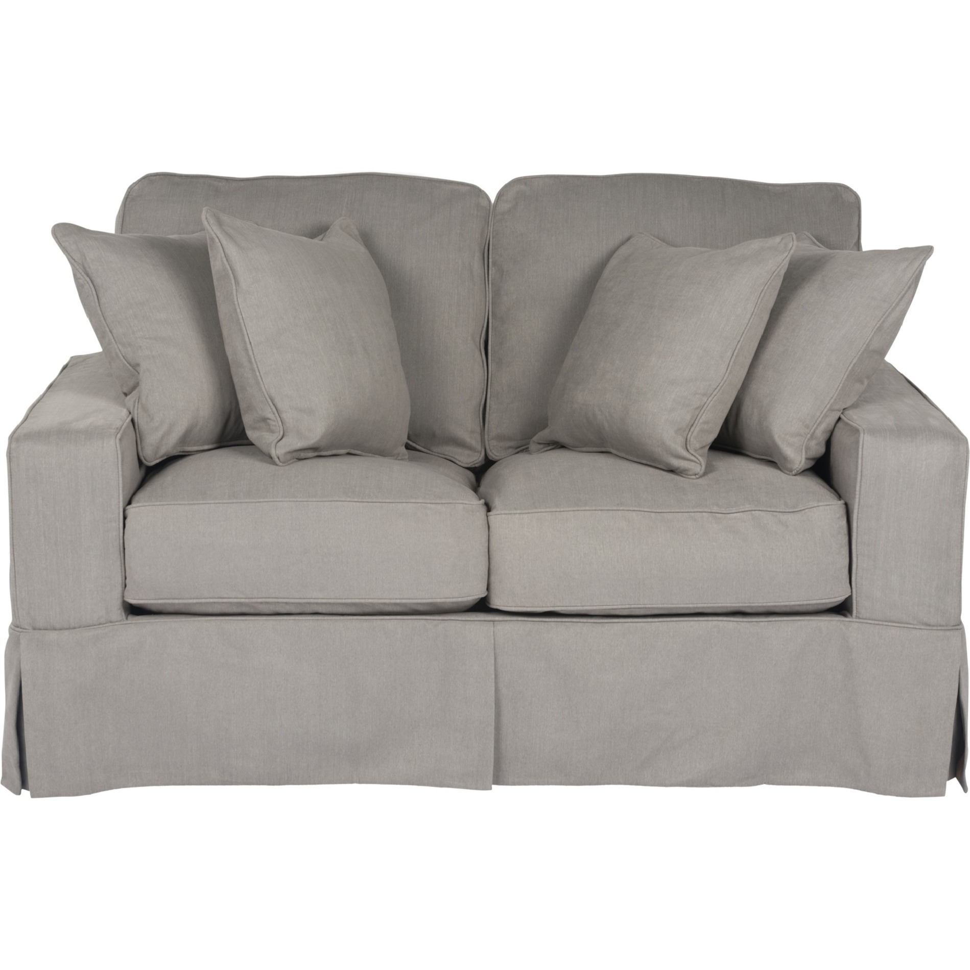 Sunset Trading Americana Box Cushion Slipcovered Loveseat | Stain Resistant Performance Fabric | Gray