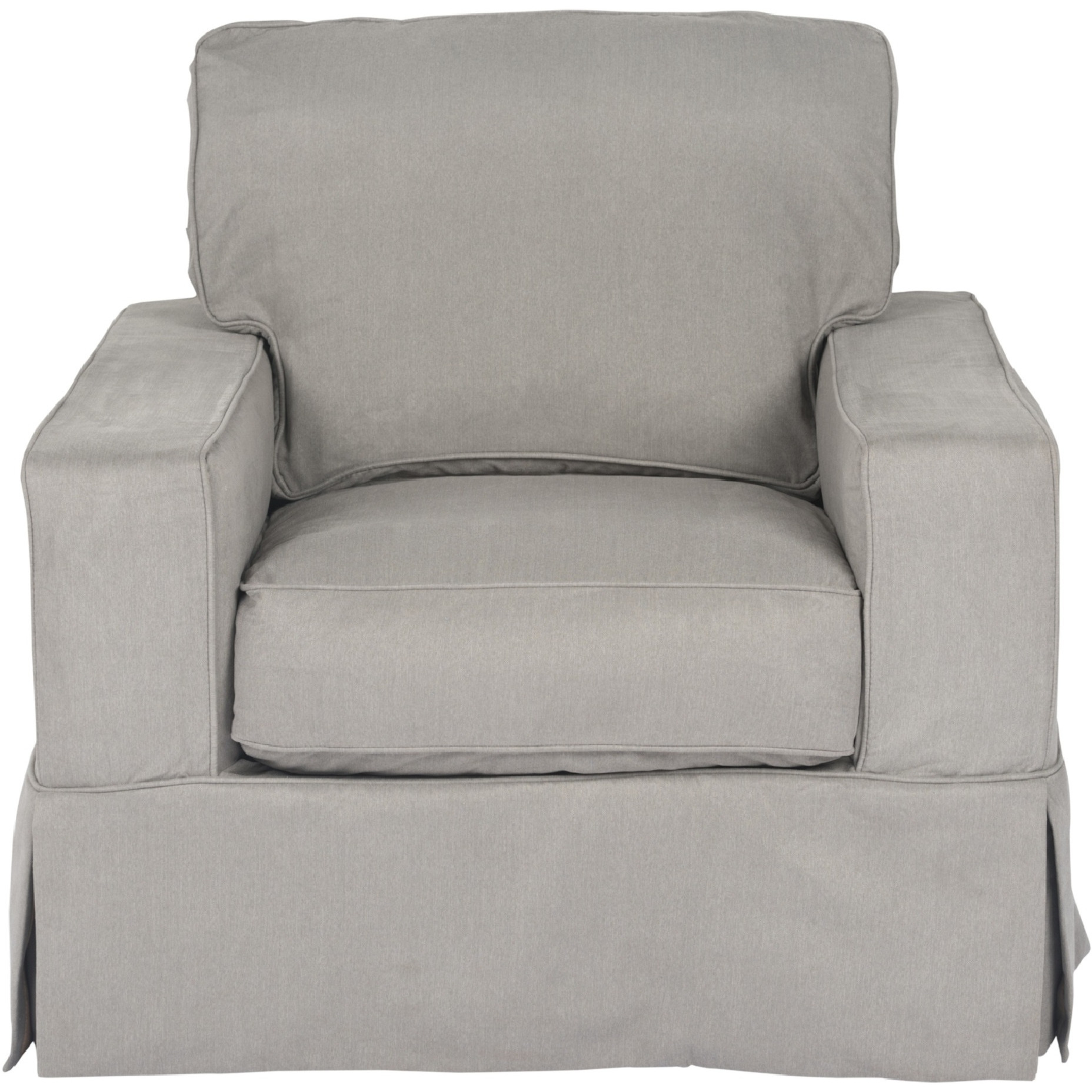 Sunset Trading Americana Box Cushion Slipcovered Chair | Stain Resistant Performance Fabric | Gray