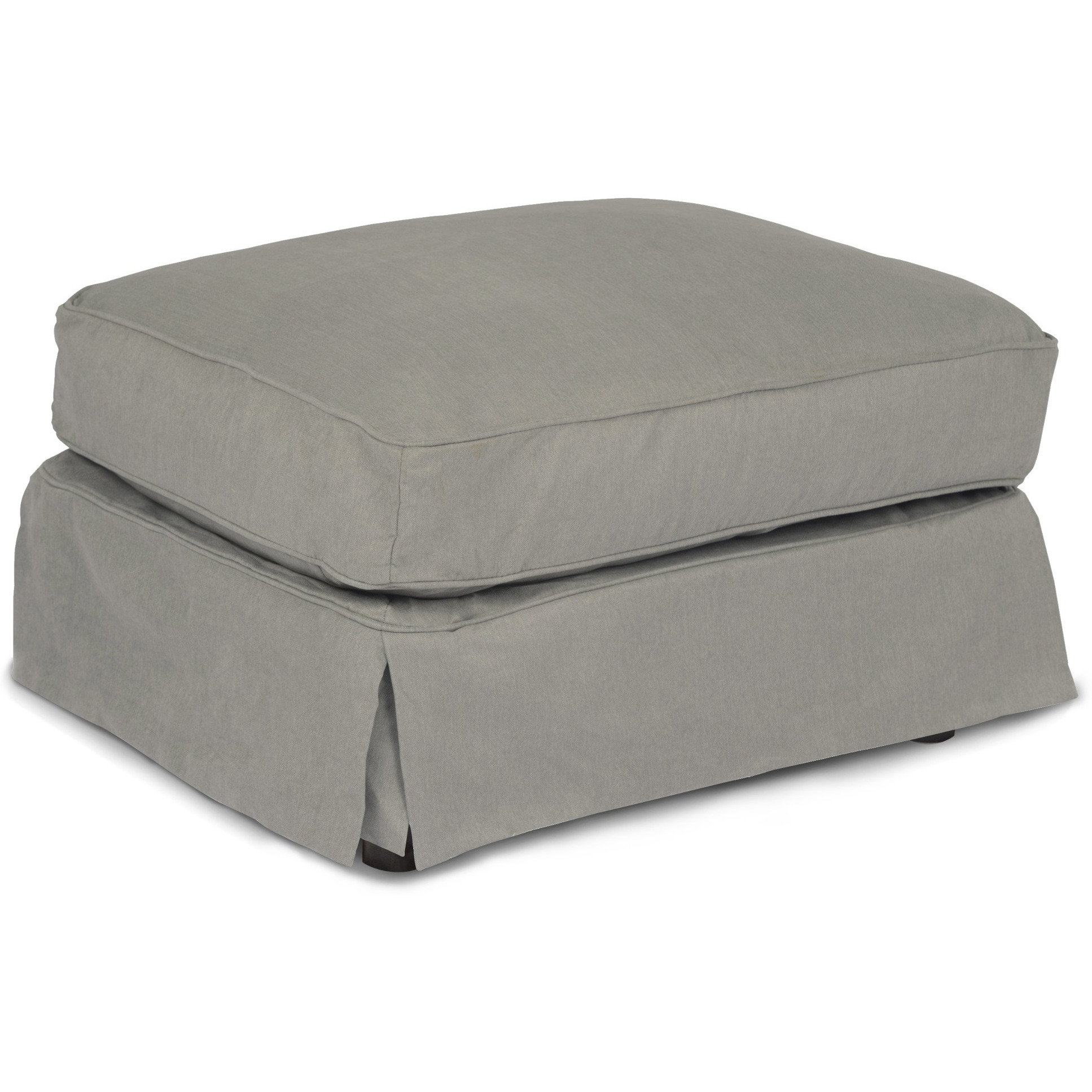 Sunset Trading Americana Box Cushion Slipcovered Ottoman | Stain Resistant Performance Fabric | Gray