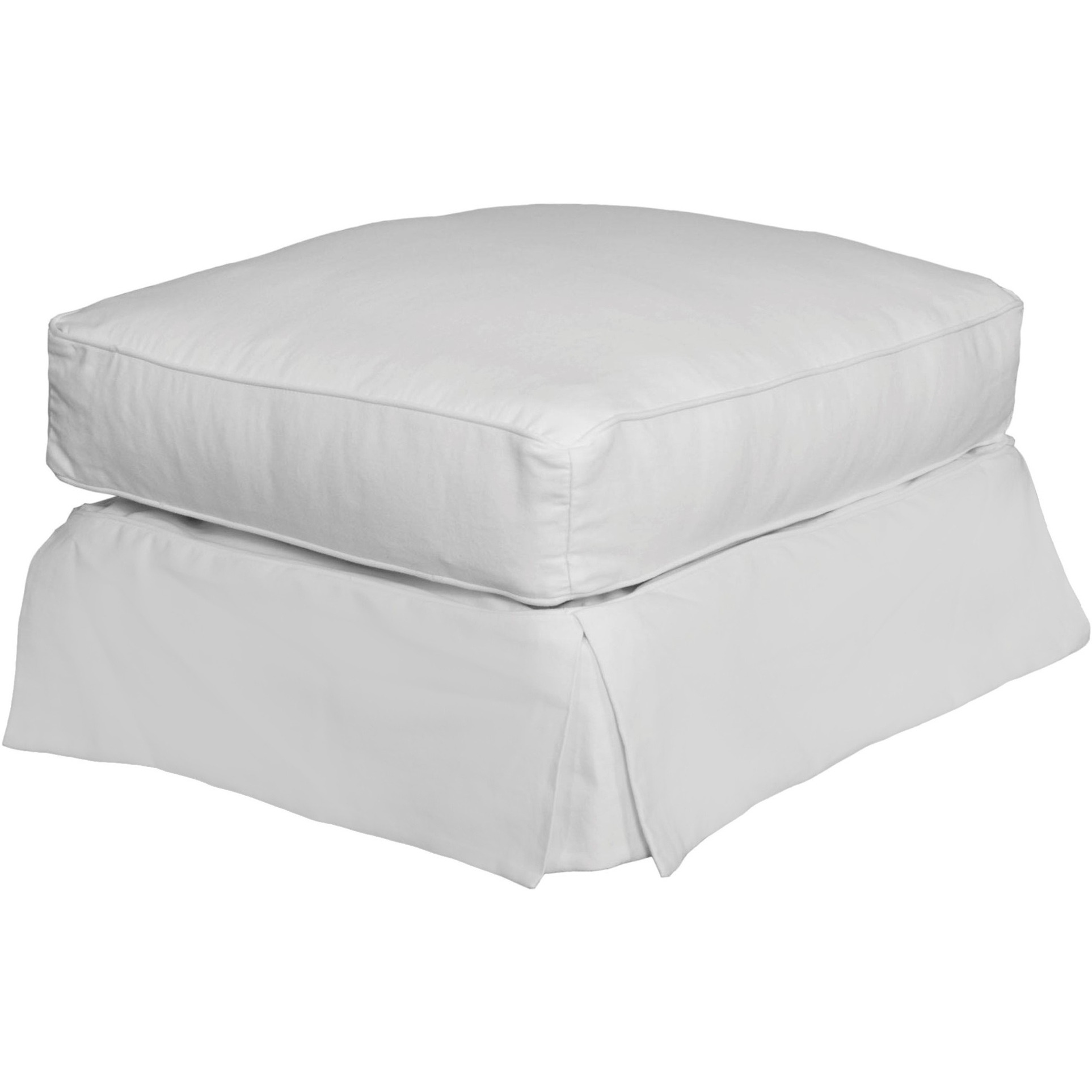 Sunset Trading Americana Box Cushion Slipcovered Ottoman | Warm White