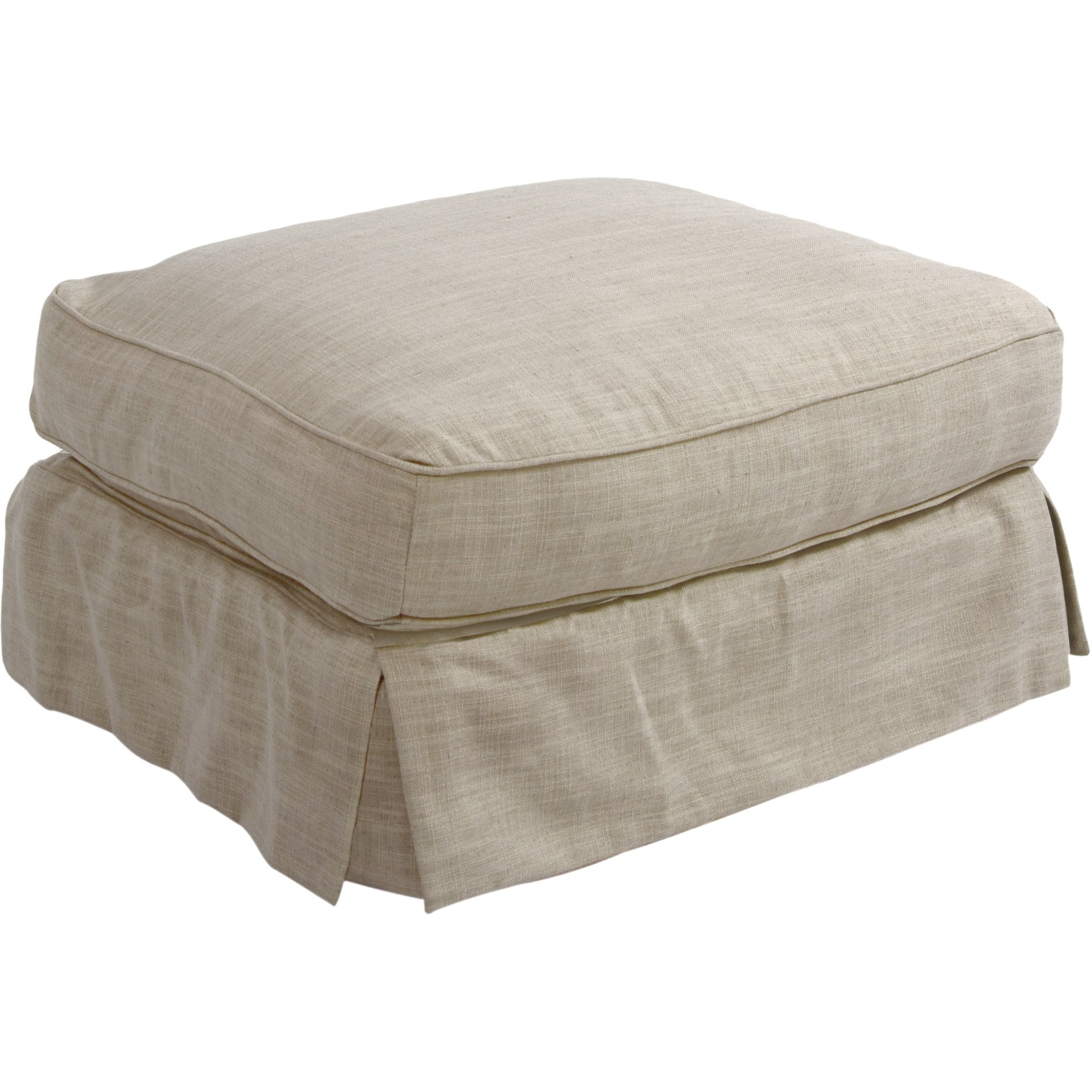 Sunset Trading Americana Box Cushion Slipcovered Ottoman | Linen