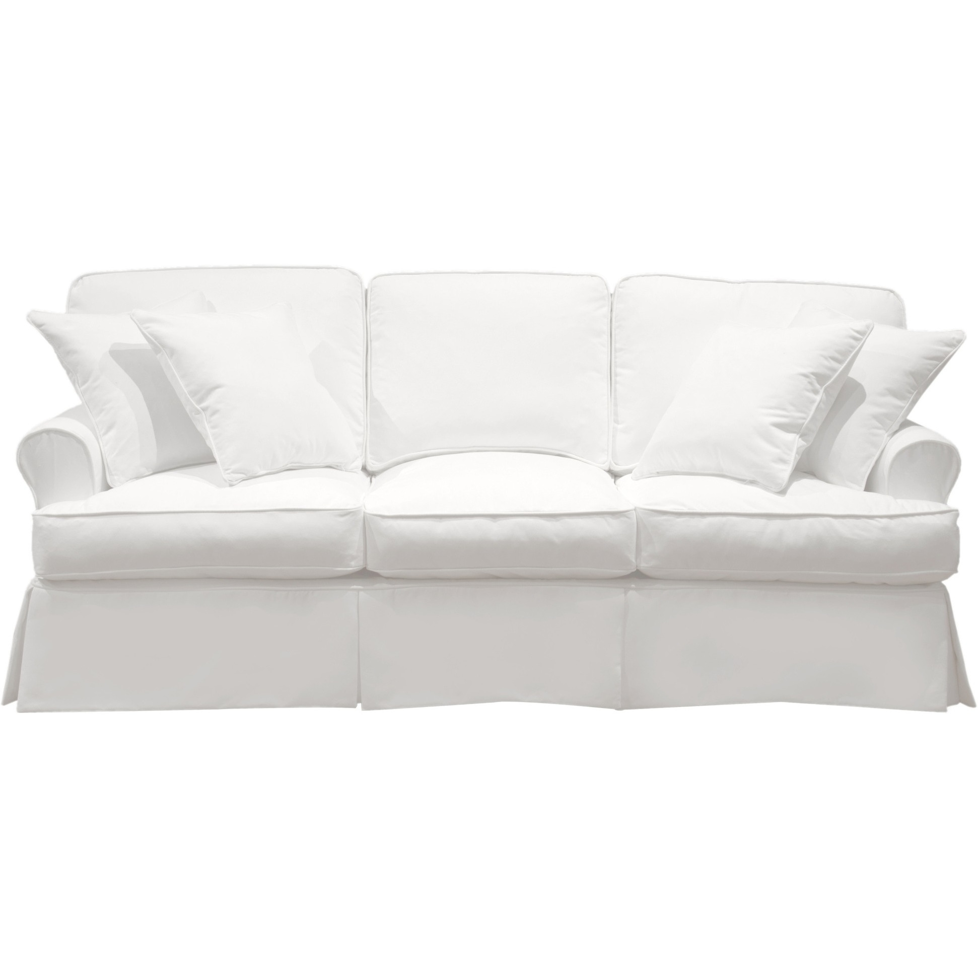 Sunset Trading Horizon T-Cushion Slipcovered Sofa | Stain Resistant Performance Fabric | White