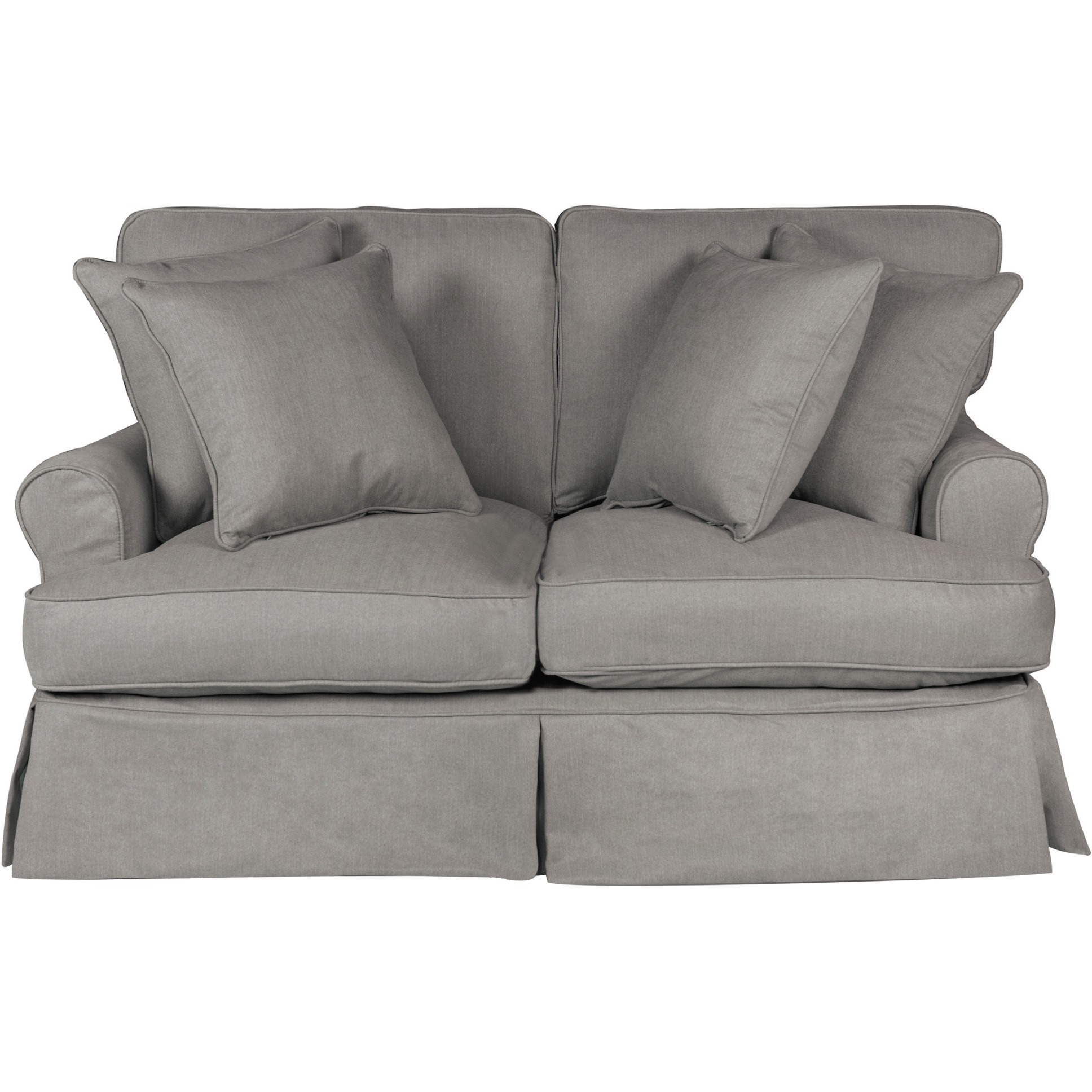 Sunset Trading Horizon T-Cushion Slipcovered Loveseat | Stain Resistant Performance Fabric | Gray