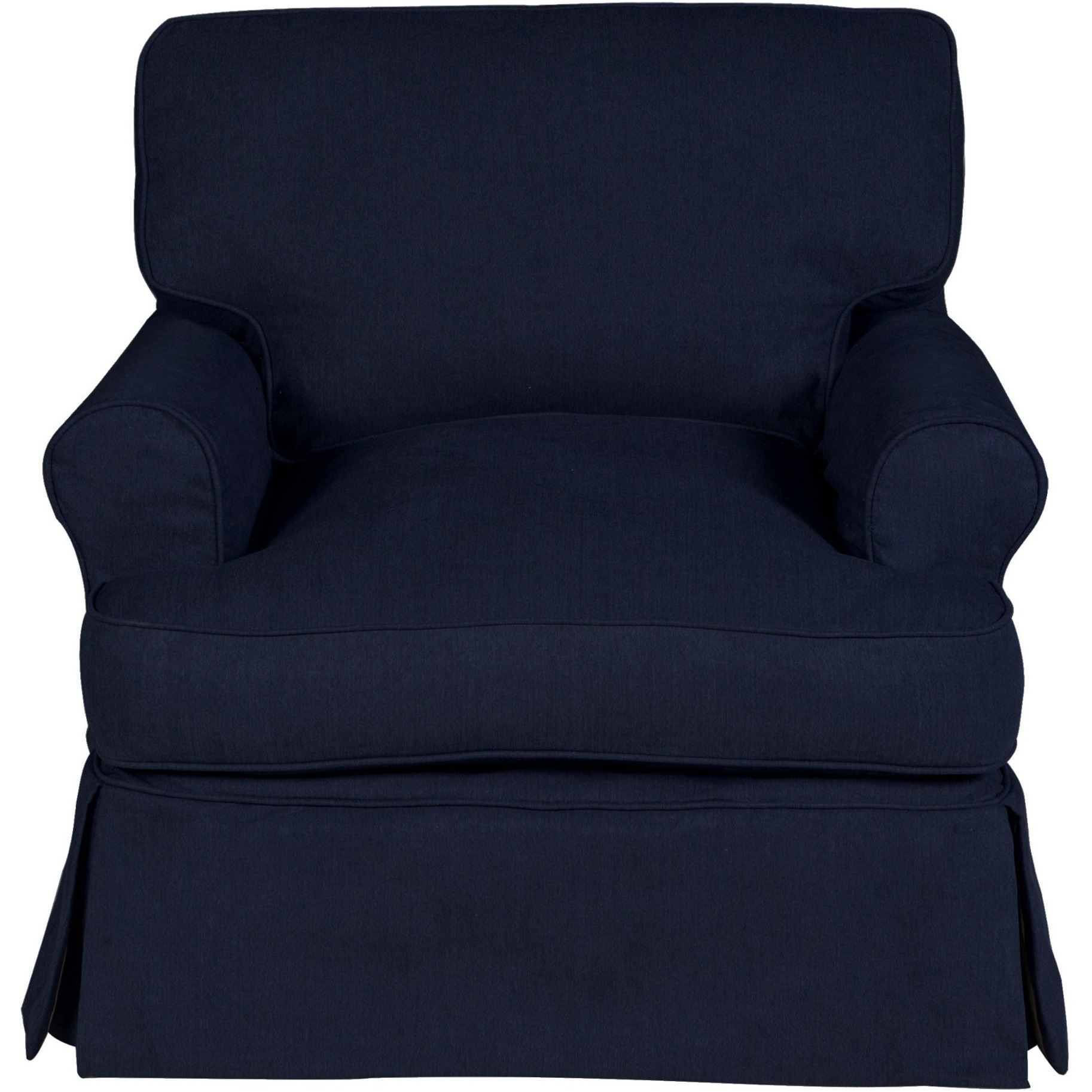 Sunset Trading Horizon Slipcovered T-Cushion Chair | Stain Resistant Performance Fabric | Navy Blue