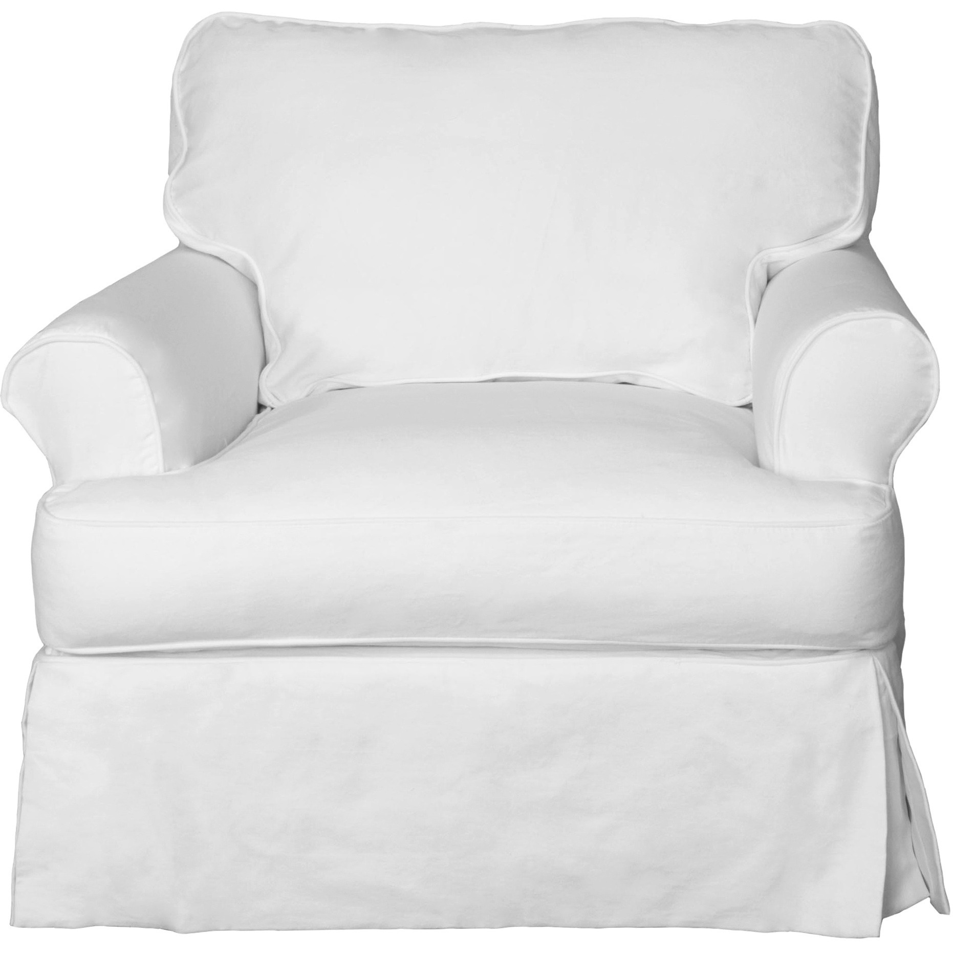 Sunset Trading Horizon Slipcovered T-Cushion Chair | Stain Resistant Performance Fabric | White