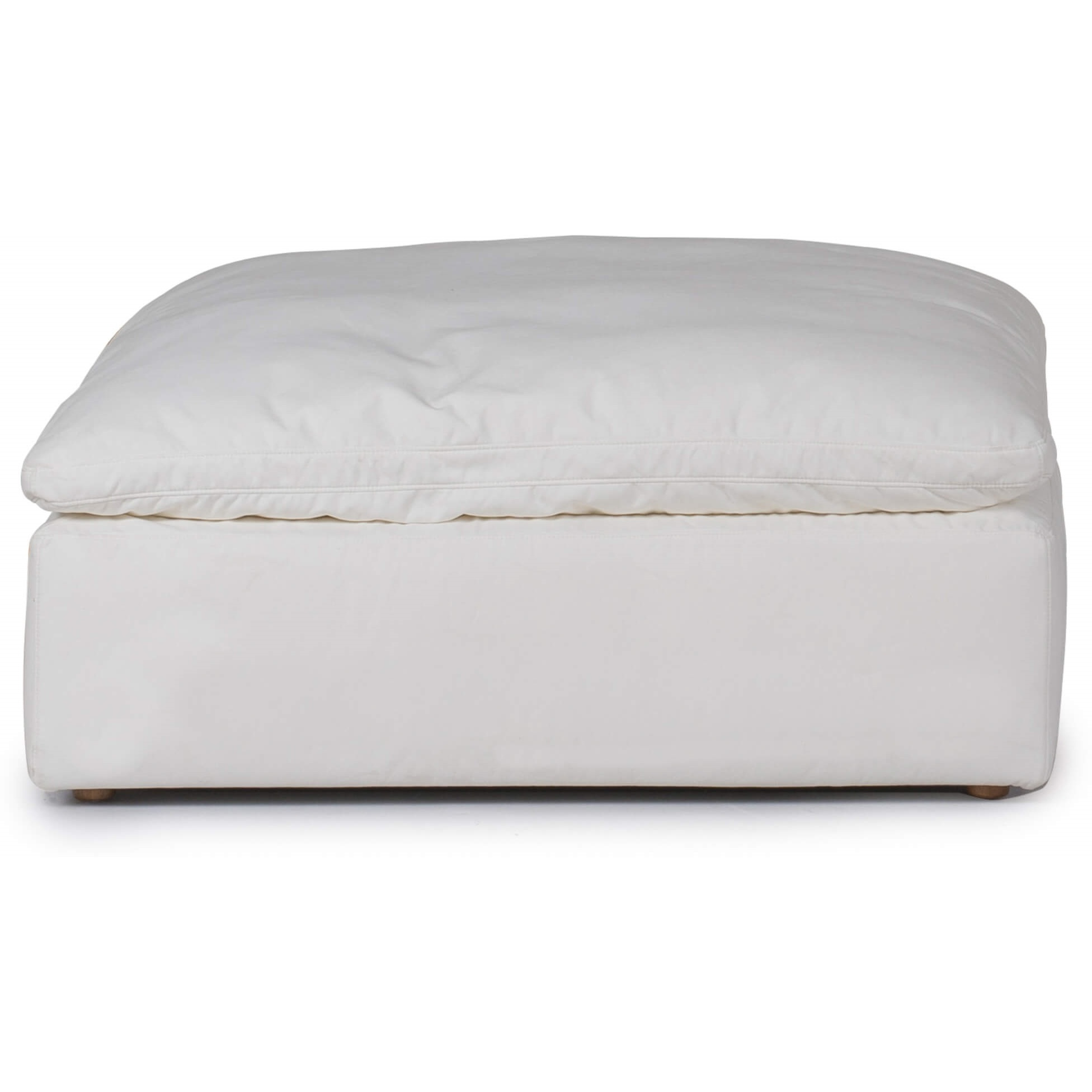 Sunset Trading Contemporary Puff Collection 44" Square Slipcovered Sectional Modular Ottoman, Performance Fabric Washable Water-Resistant Stain-Proof, Oversized Down Filled Large Sofa Footrest, White