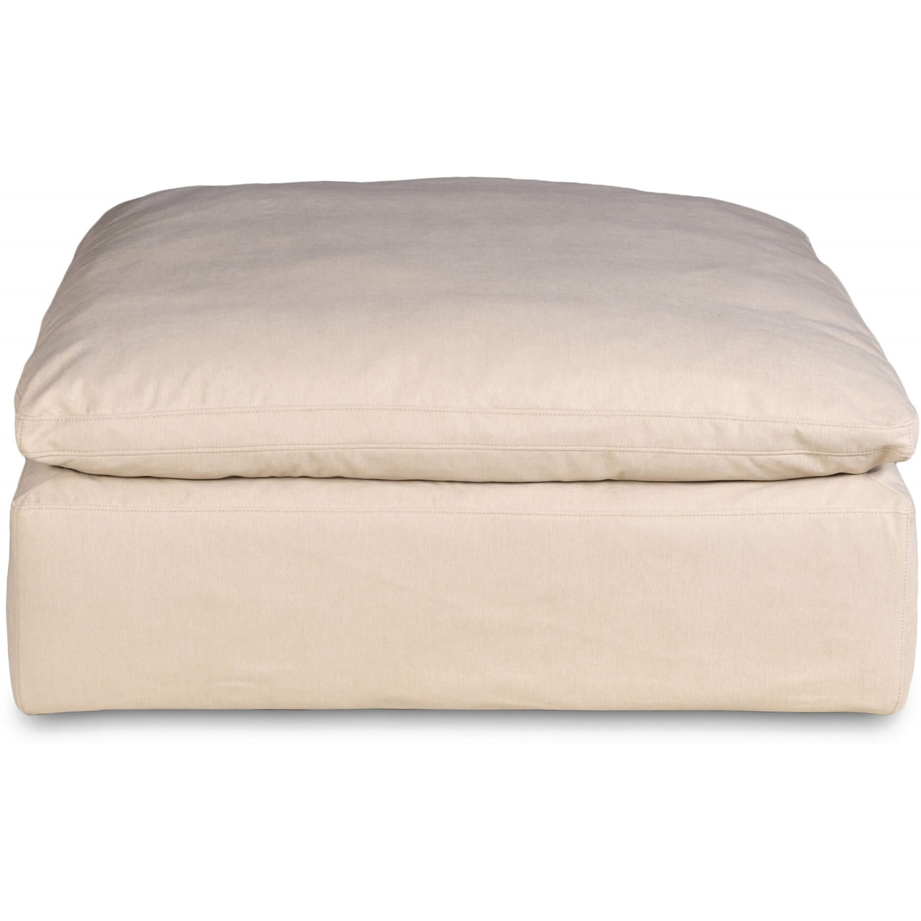 Sunset Trading Contemporary Puff Collection 44" Square Slipcovered Sectional Modular Ottoman, Performance Fabric Washable Water-Resistant Stain-Proof, Oversized Down Filled Large Sofa Footrest, Tan/Beige
