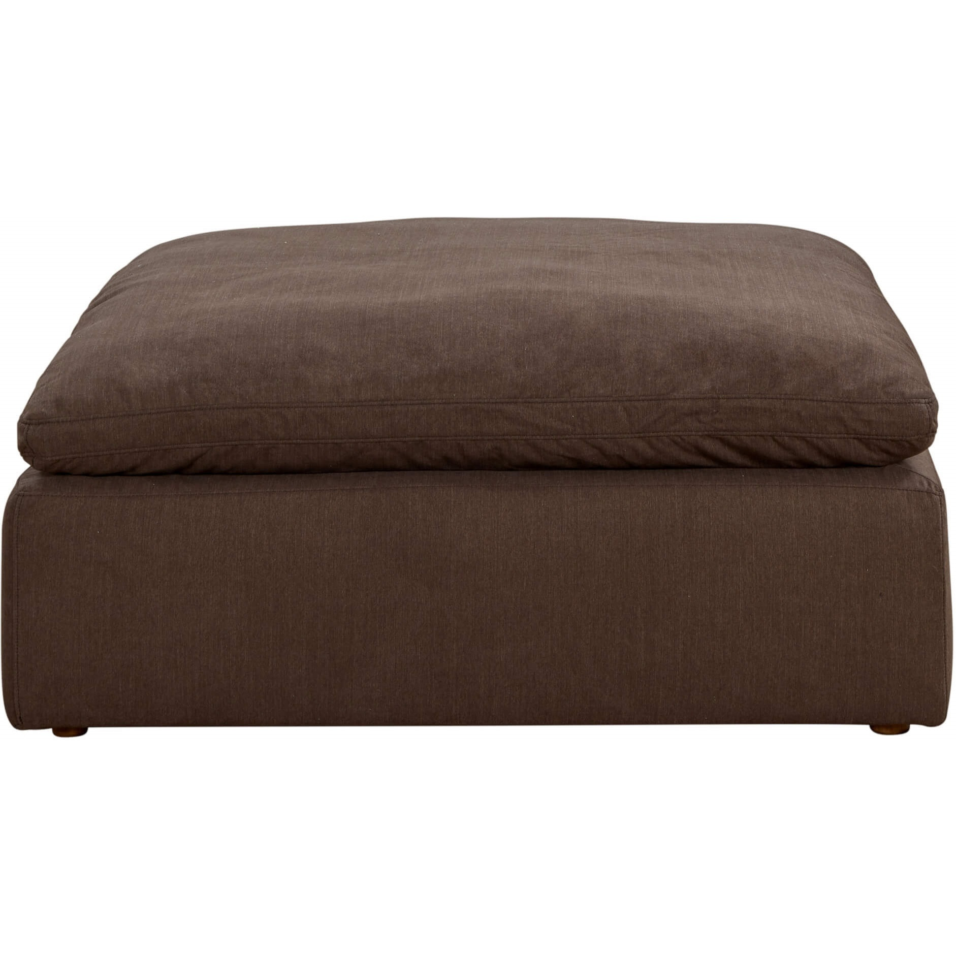 Sunset Trading Contemporary Puff Collection 44" Square Slipcovered Sectional Modular Ottoman, Performance Fabric Washable Water-Resistant Stain-Proof, Oversized Down Filled Large Sofa Footrest, Brown