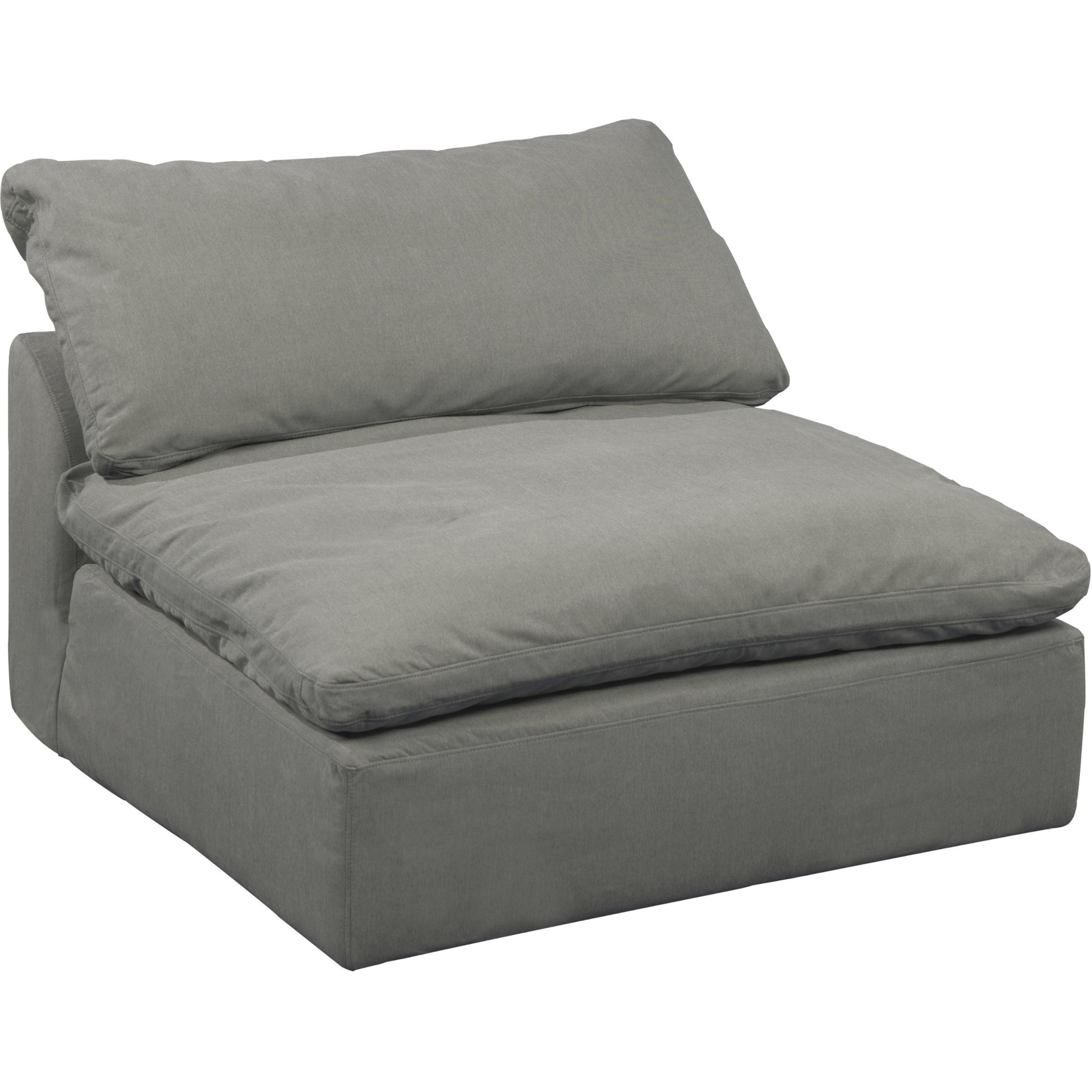 Sunset Trading Contemporary Puff Collection 44" Square Slipcovered Armless Chair Modular Sofa Sectional, Performance Fabric Washable Water-Resistant Stain-Proof, Deep-Seating Down-Filled Couch, Gray