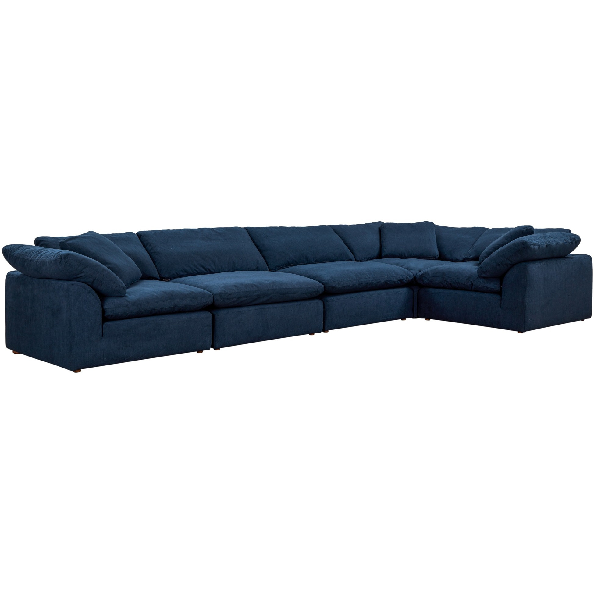 Sunset Trading Contemporary Puff Collection 5PC Slipcovered Modular L-Shaped Sectional Sofa, Performance Fabric Washable Water-Resistant Stain-Proof, 176" Deep-Seating Down-Filled Couch, Navy Blue