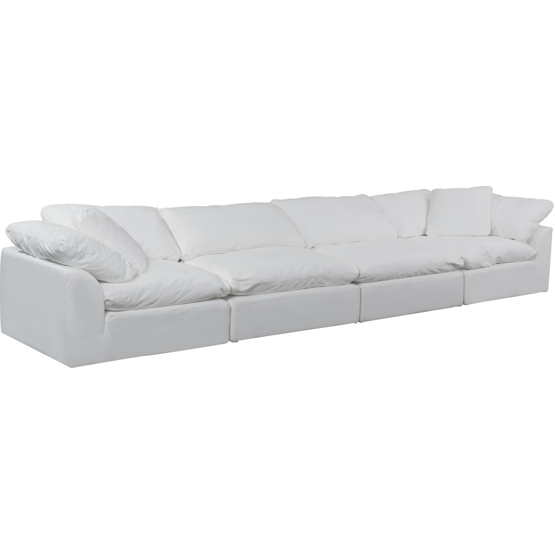 Sunset Trading Contemporary Puff Collection 4PC Slipcovered Modular Sectional Sofa, Performance Fabric Washable Water-Resistant Stain-Proof, 176" Deep-Seating Down-Filled Couch, White