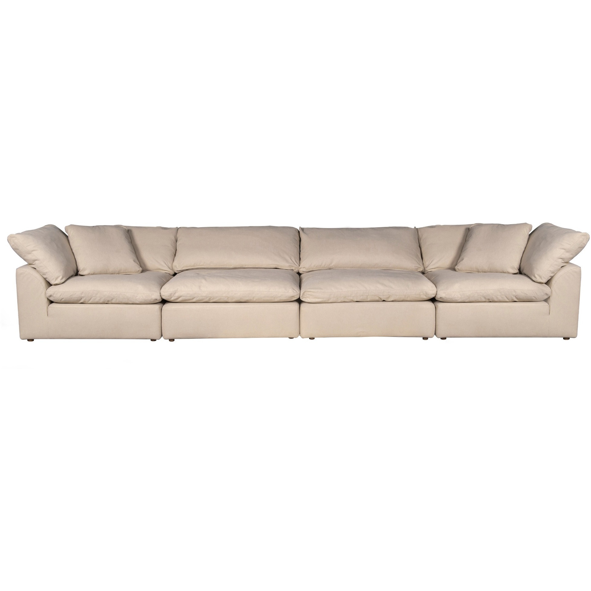 Sunset Trading Contemporary Puff Collection 4PC Slipcovered Modular Sectional Sofa, Performance Fabric Washable Water-Resistant Stain-Proof, 176" Deep-Seating Down-Filled Couch, Tan/Beige