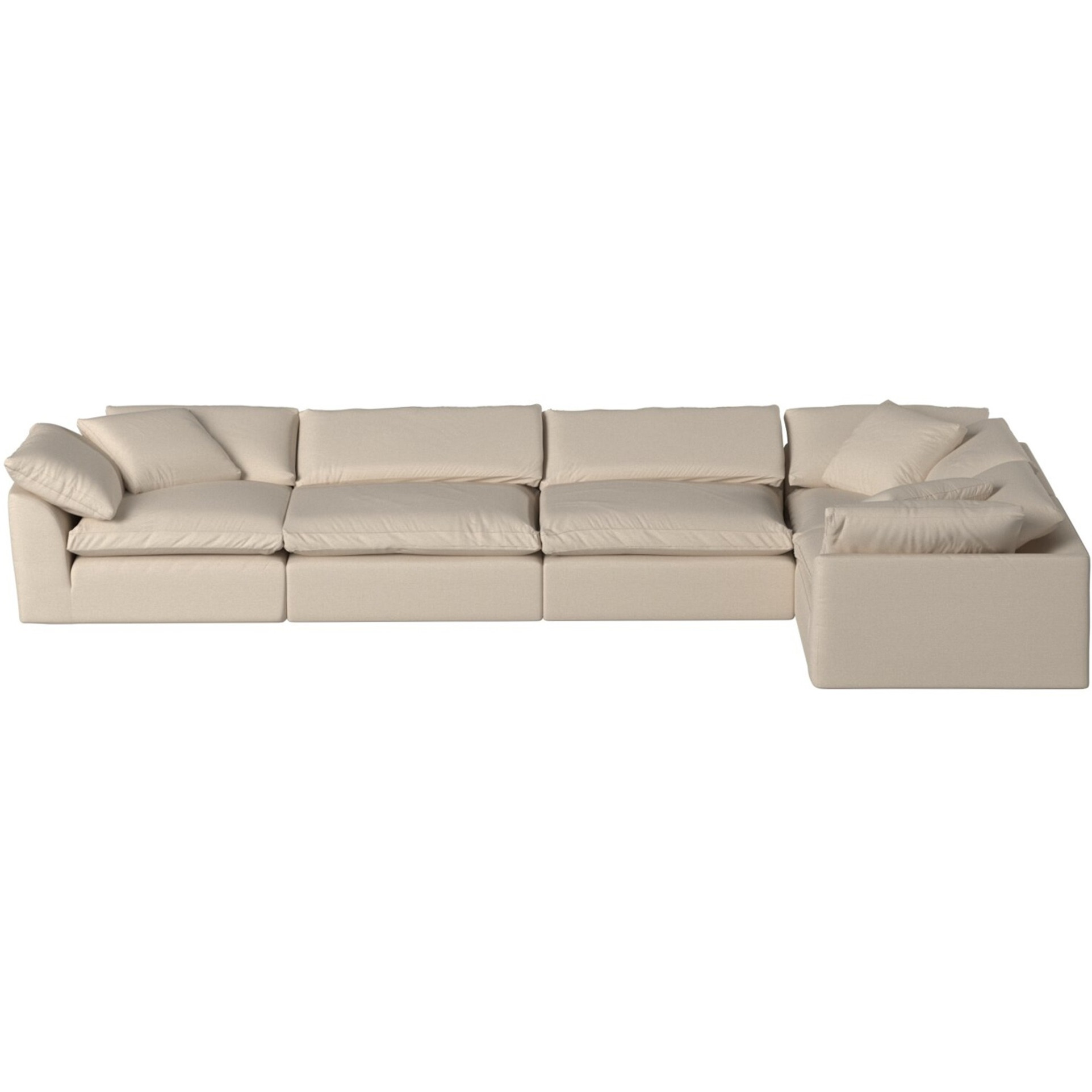 Sunset Trading Contemporary Puff Collection 5PC Slipcovered Modular L-Shaped Sectional Sofa, Performance Fabric Washable Water-Resistant Stain-Proof, 176" Deep-Seating Down-Filled Couch, Tan/Beige