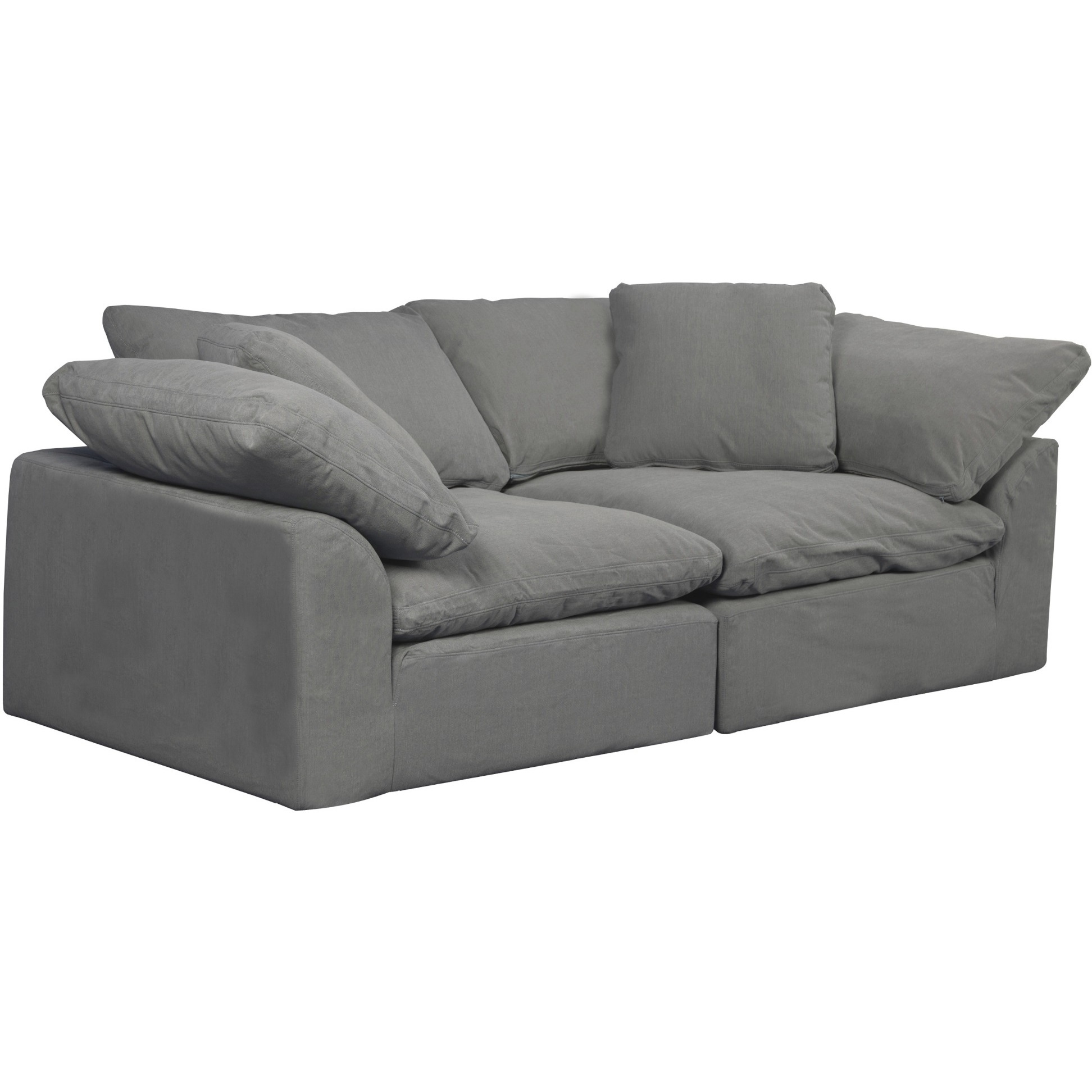 Sunset Trading Contemporary Puff Collection 2PC Slipcovered Modular Sectional Sofa, Performance Fabric Washable Water-Resistant Stain-Proof, 88" Deep-Seating Down-Filled Couch, Gray