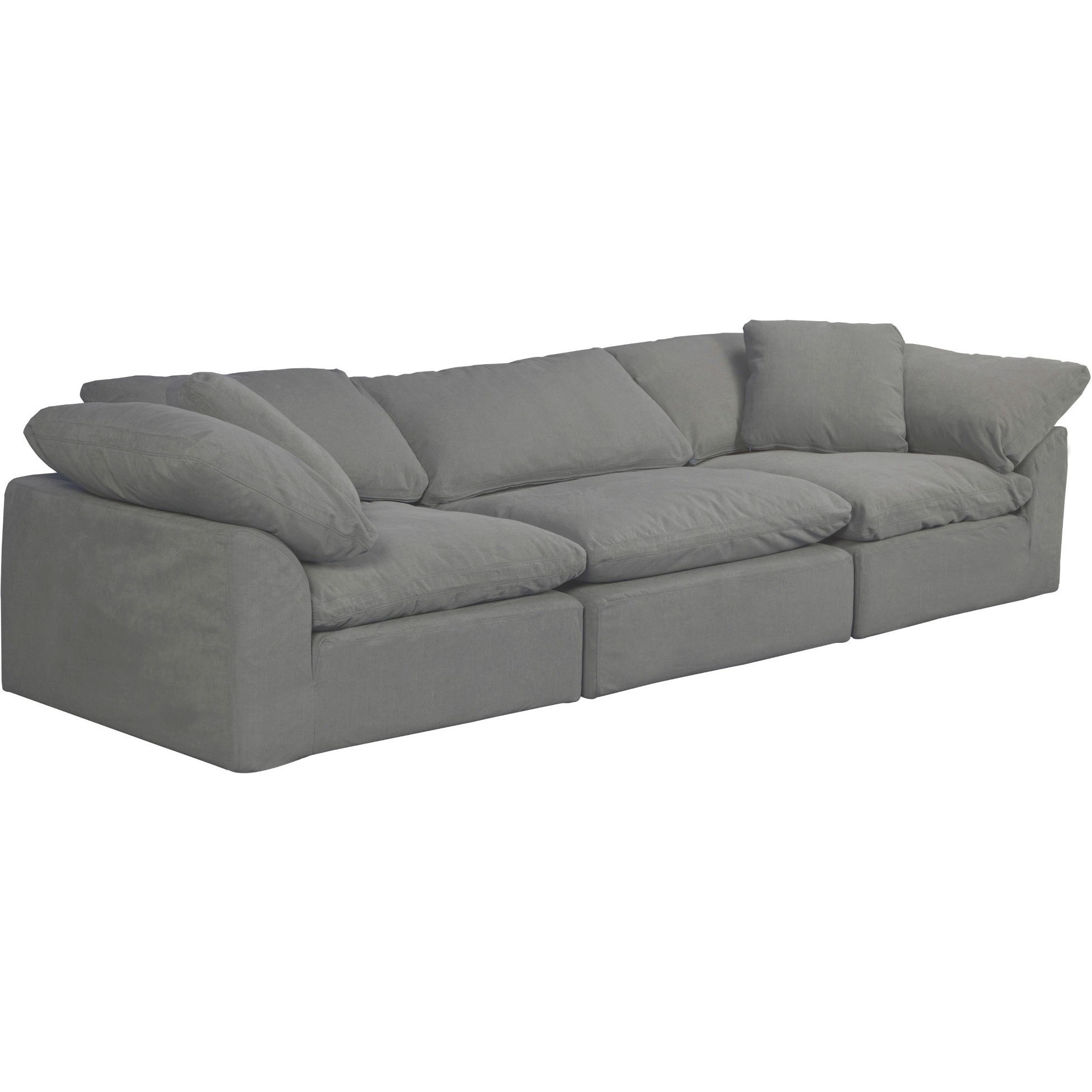 Sunset Trading Contemporary Puff Collection 3PC Slipcovered Modular Sectional Sofa, Performance Fabric Washable Water-Resistant Stain-Proof, 132" Deep-Seating Down-Filled Couch, Gray