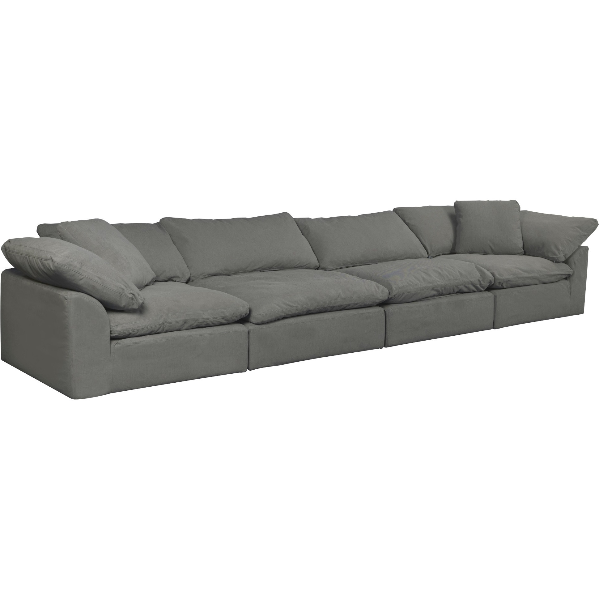 Sunset Trading Contemporary Puff Collection 4PC Slipcovered Modular Sectional Sofa, Performance Fabric Washable Water-Resistant Stain-Proof, 176" Deep-Seating Down-Filled Couch, Gray