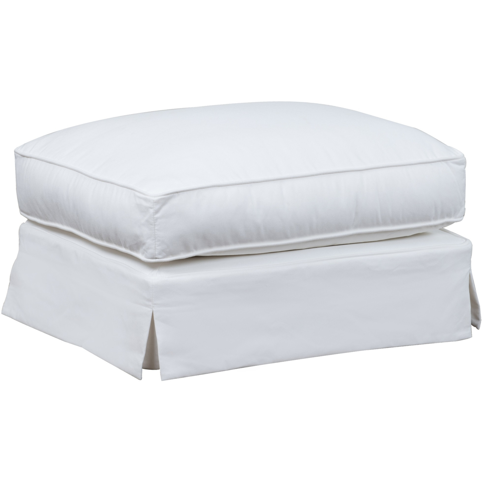 Sunset Trading Ariana Slipcovered Ottoman | Stain Resistant Performance Fabric | White