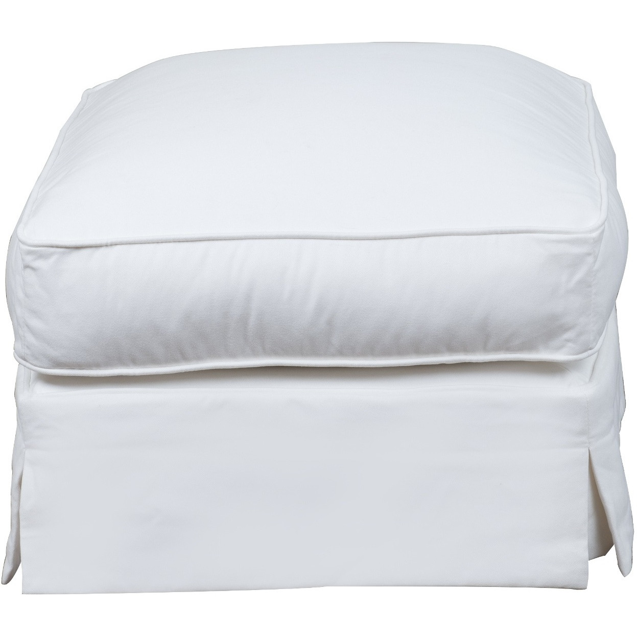 Sunset Trading Ariana Slipcovered Ottoman | Stain Resistant Performance Fabric | White