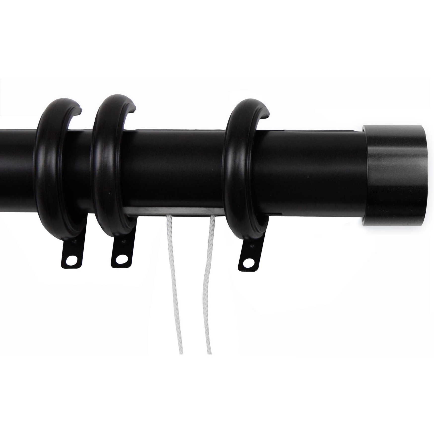 Sims Decorative Traverse Rod w/ Rings 66-120" - Black