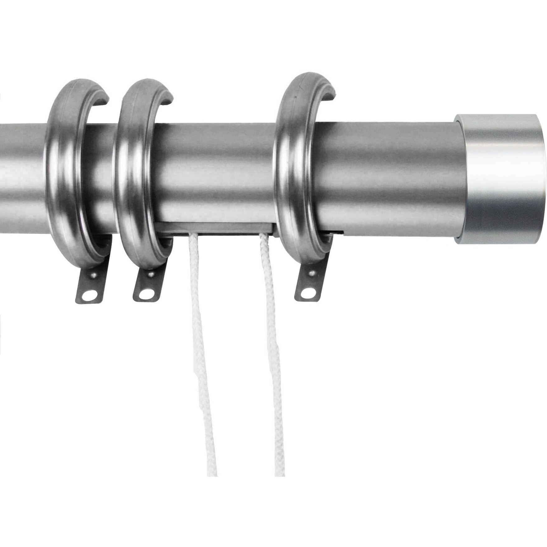 Sims Decorative Traverse Rod w/ Rings 66-120" - Satin Nickel