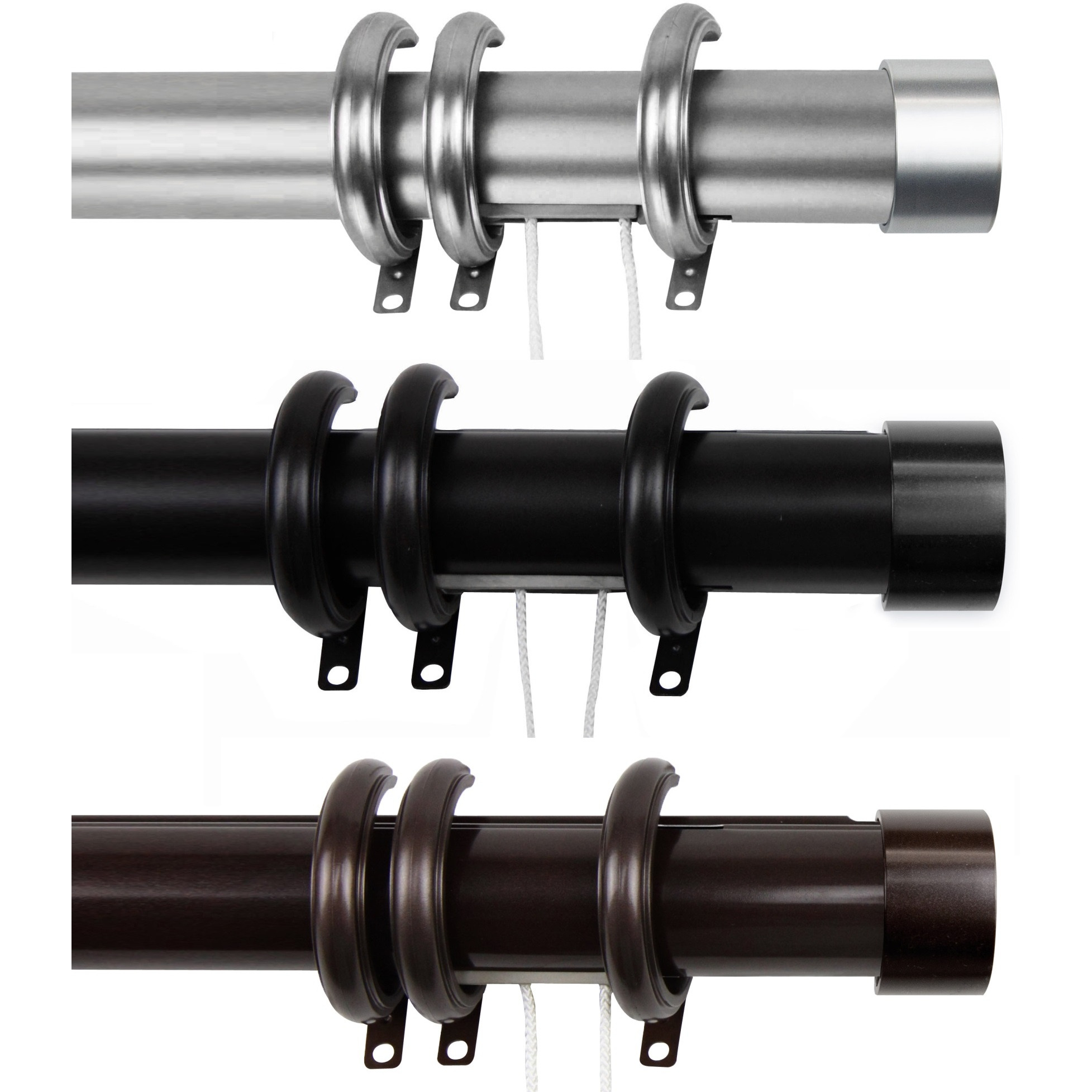 Sims Decorative Traverse Rod w/ Rings 30-48" - Cocoa