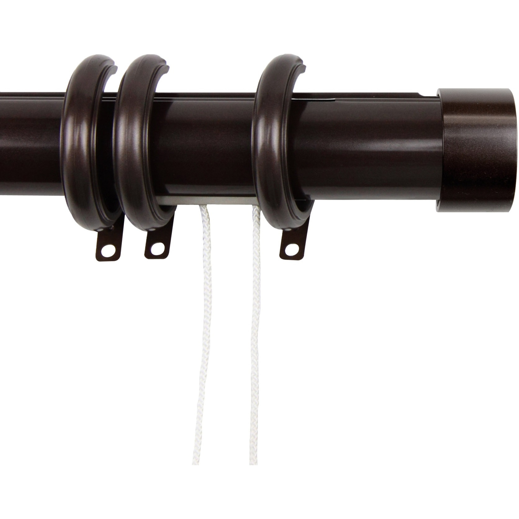 Sims Decorative Traverse Rod w/ Rings 66-120" - Cocoa