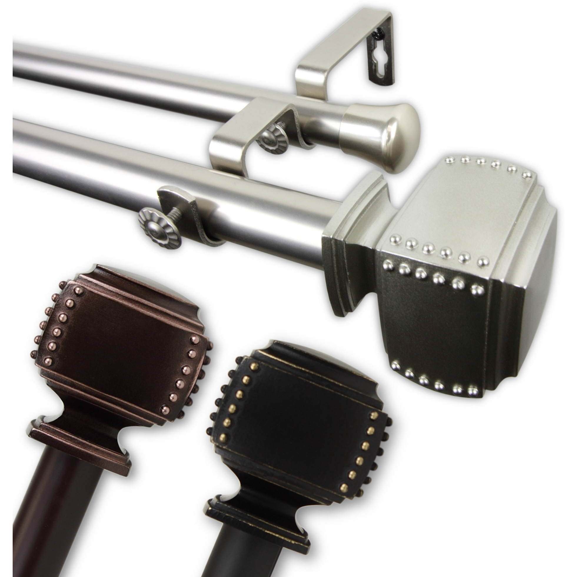 1 inch Odin Double Curtain Rod 66-120" - Black