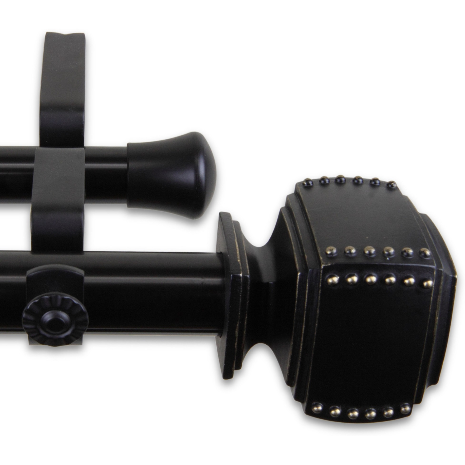 1 inch Odin Double Curtain Rod 66-120" - Black
