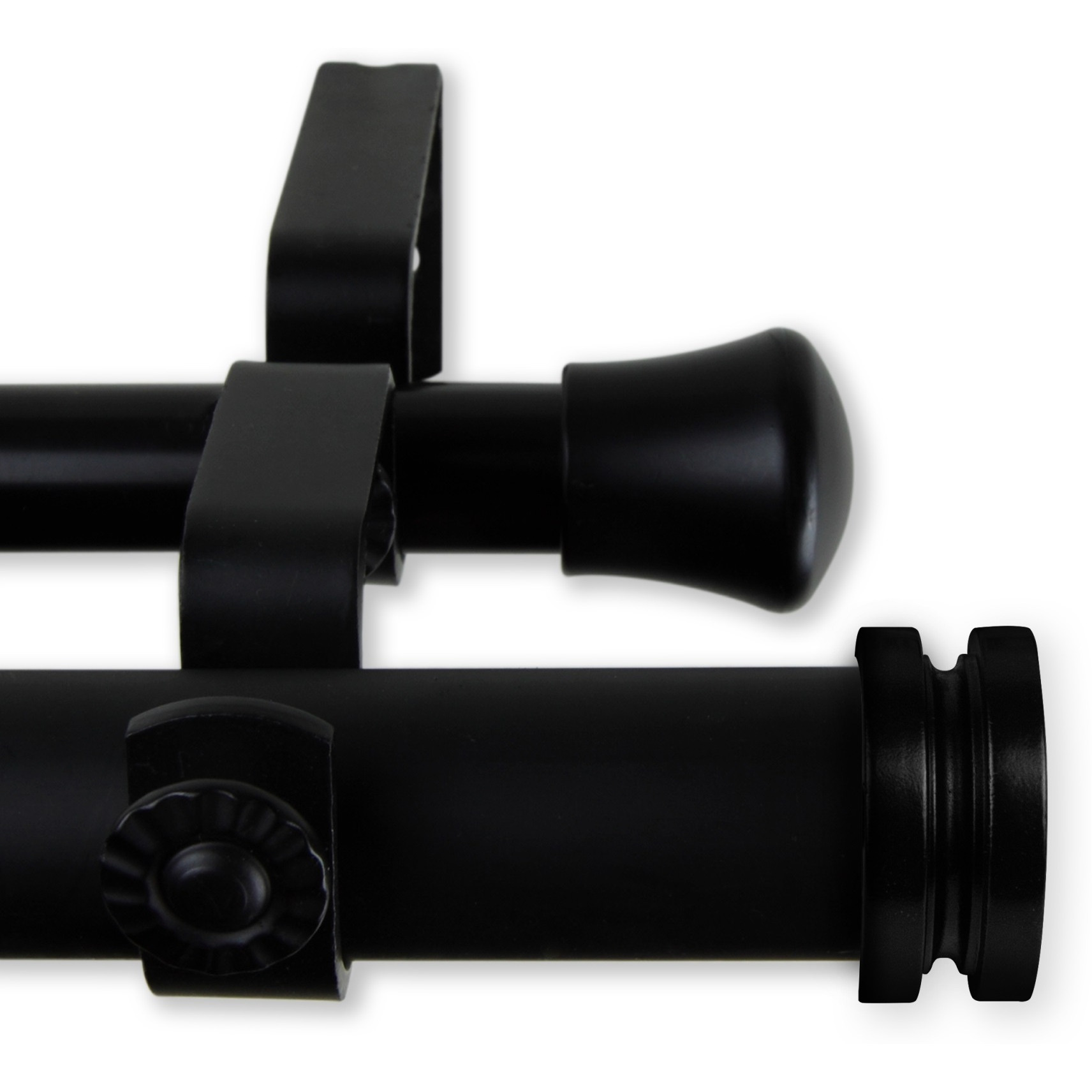 1 inch Knop Double Curtain Rod 160-240" - Black