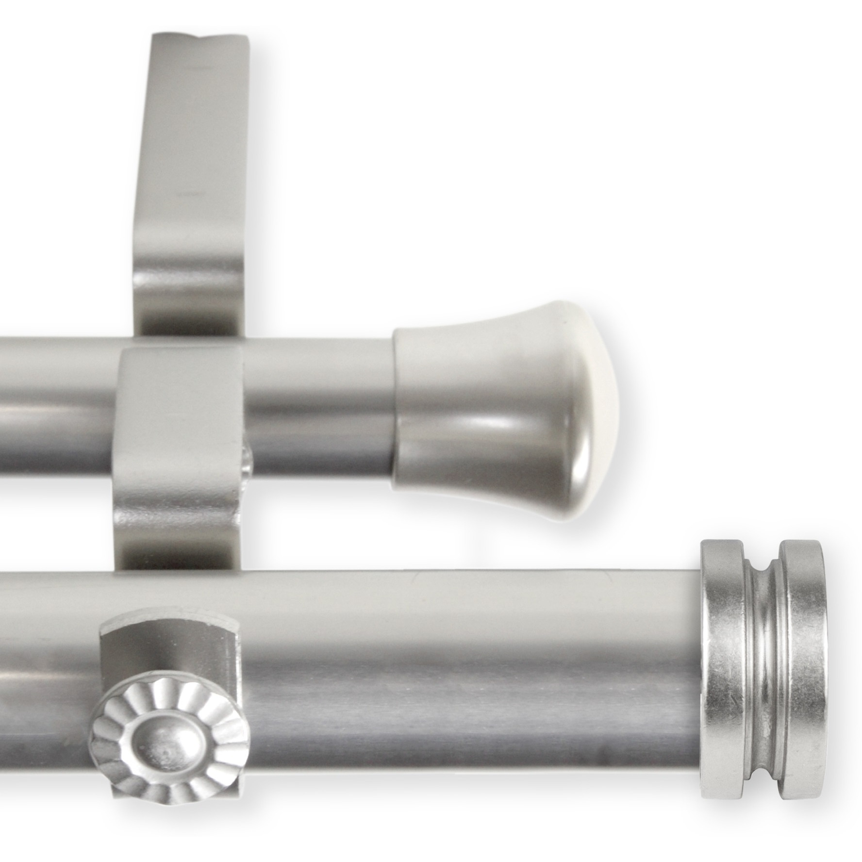 1 inch Knop Double Curtain Rod 66-120" - Satin Nickel