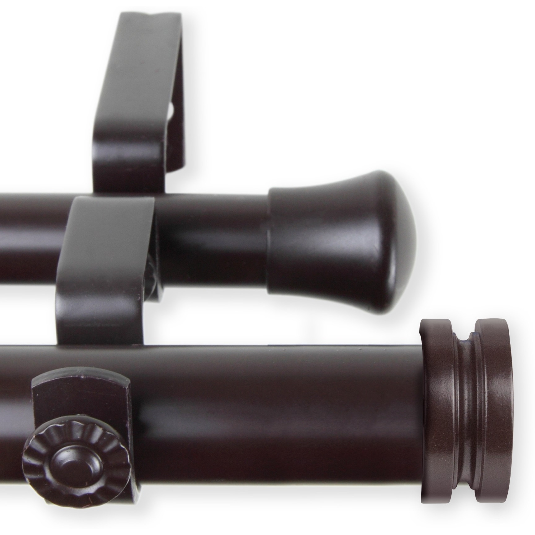 1 inch Knop Double Curtain Rod 66-120" - Mahogany